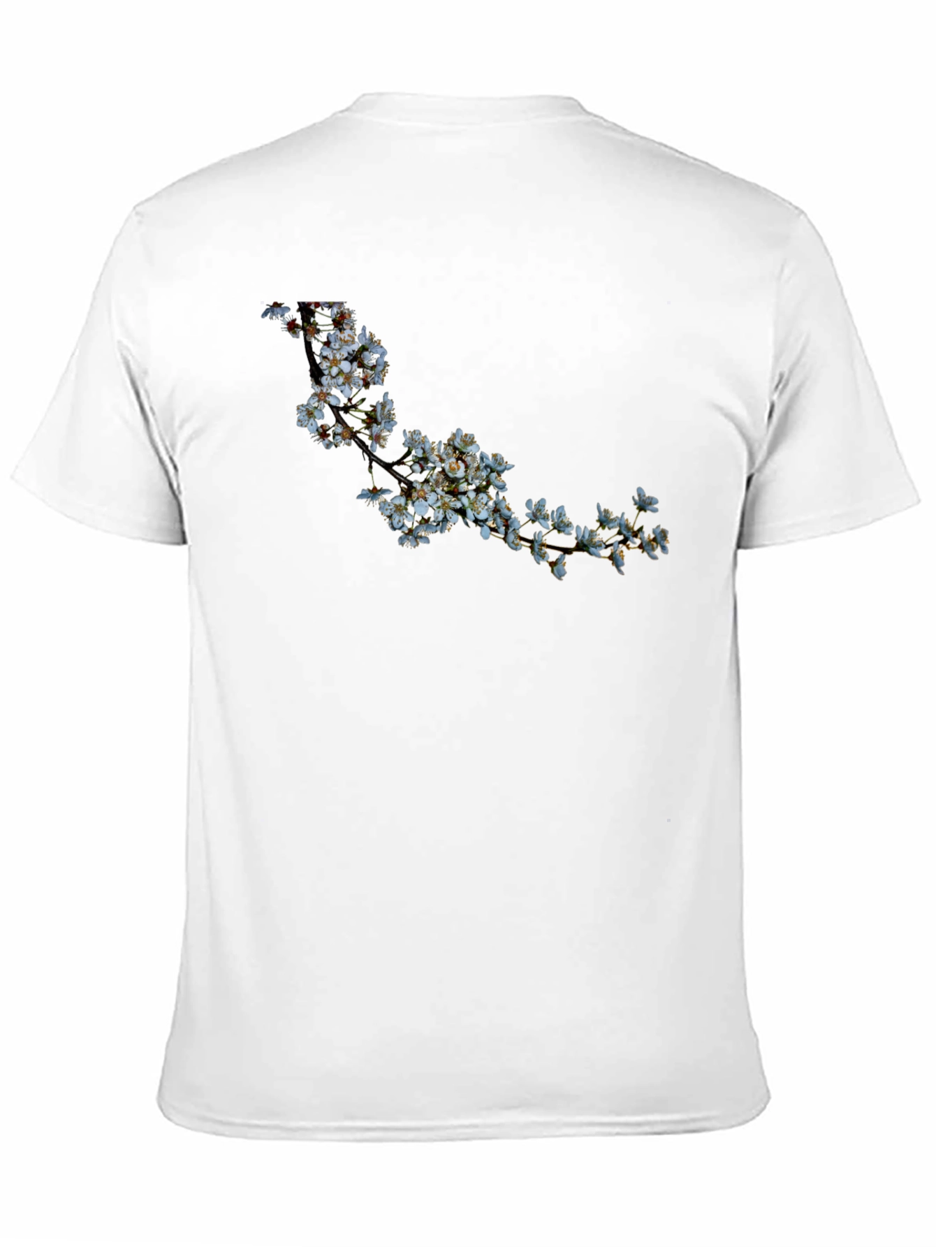Black T-Shirt with Floral Branch Design