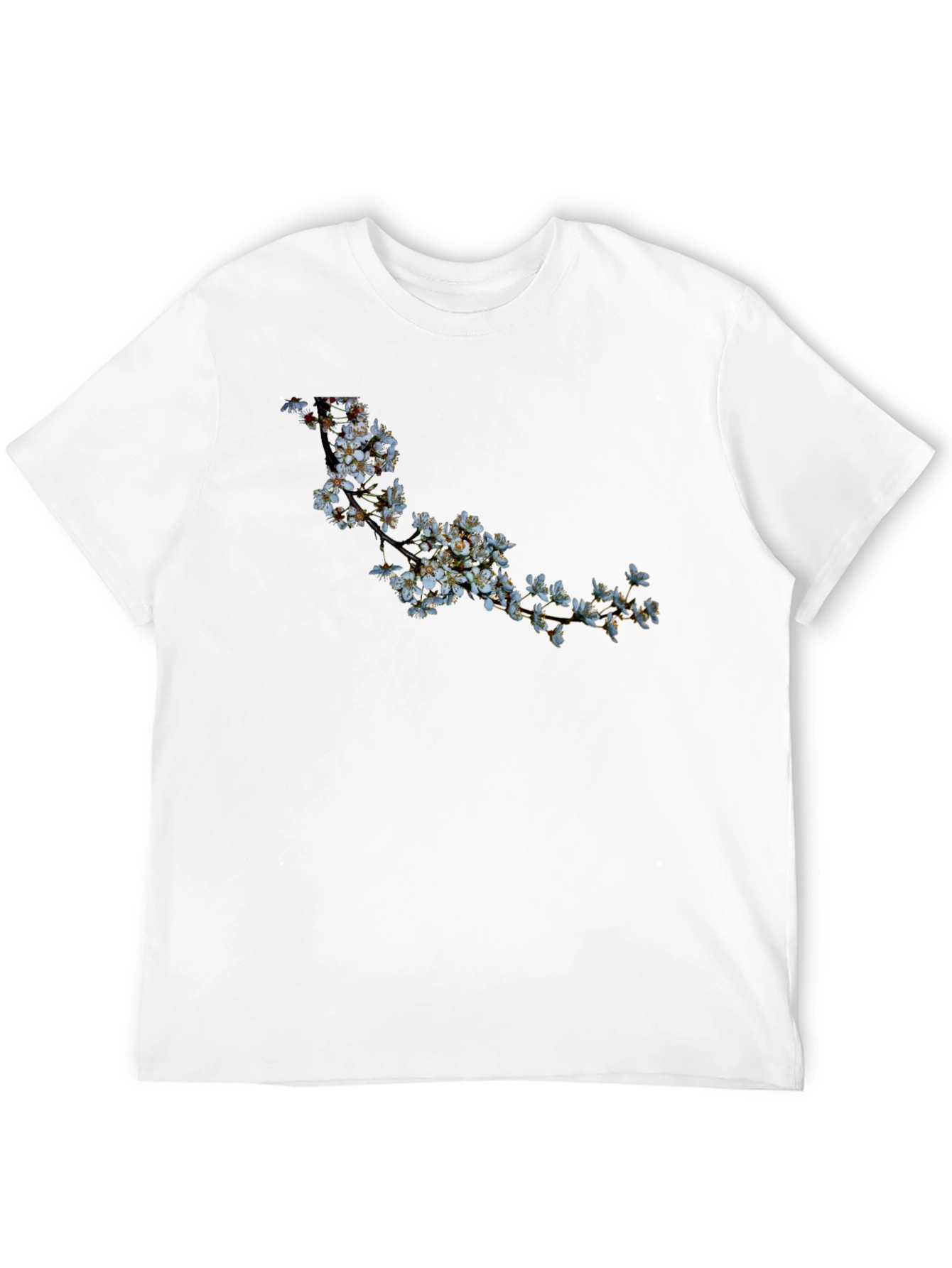 Black T-Shirt with Floral Branch Design