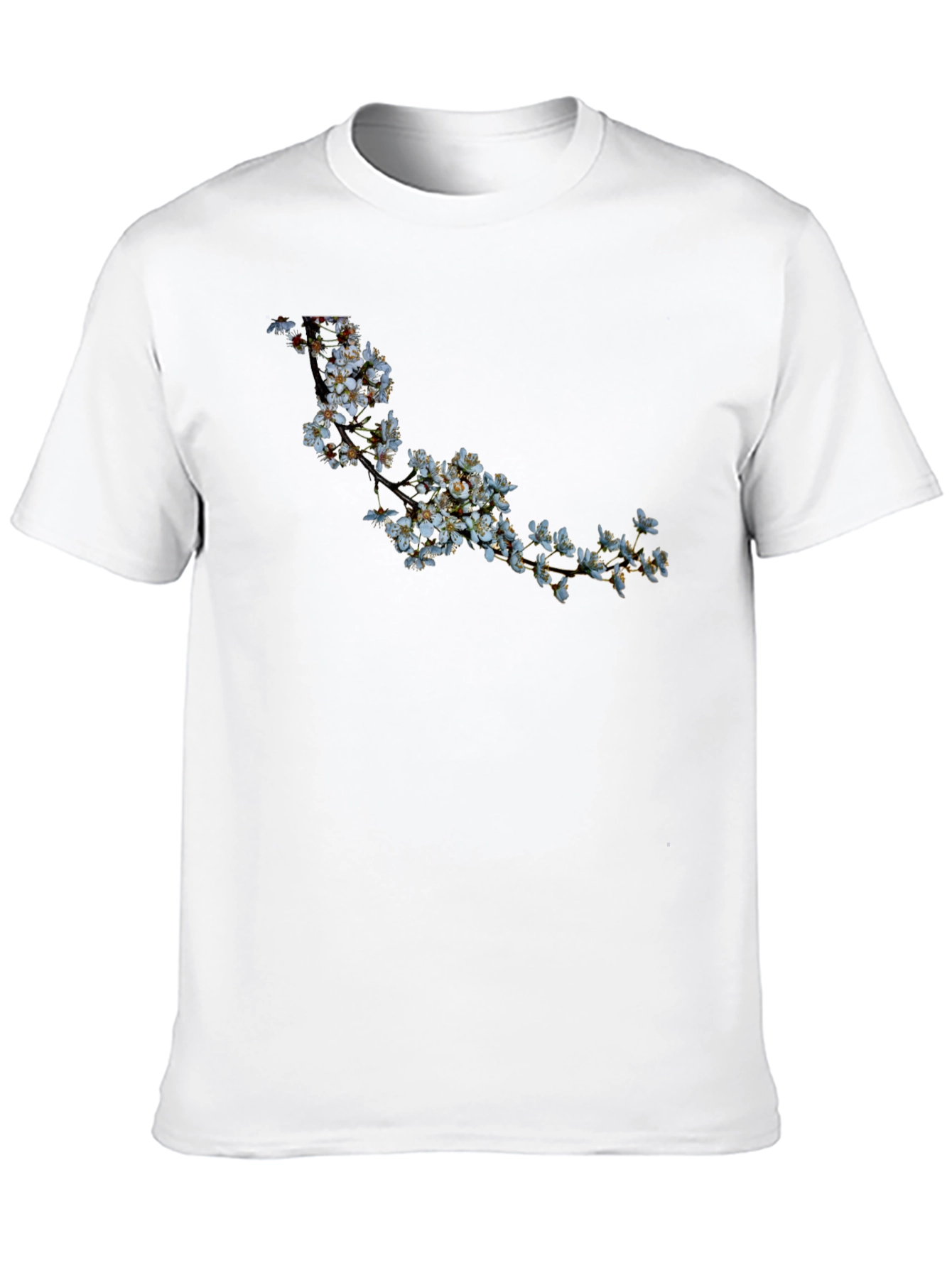 Black T-Shirt with Floral Branch Design