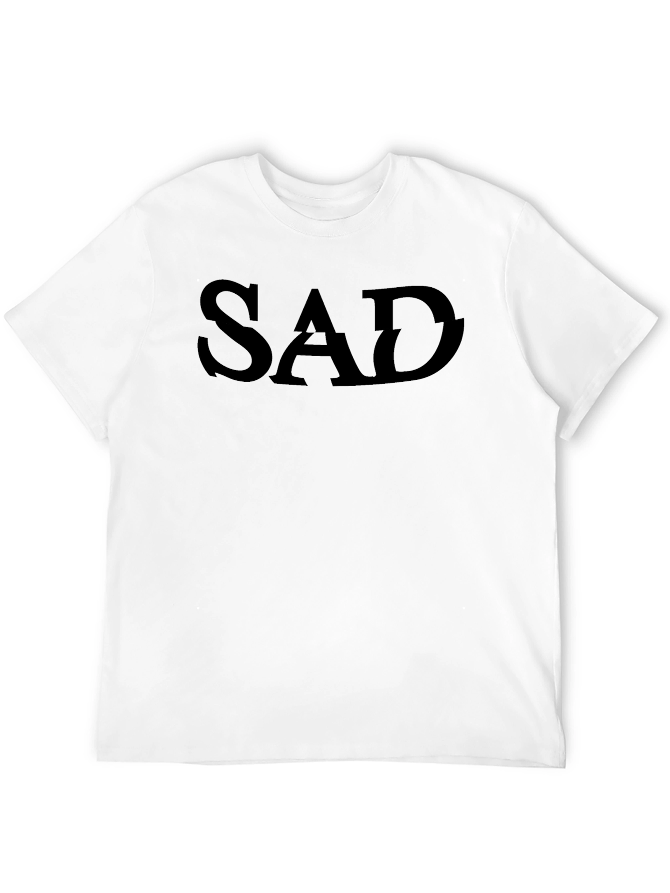 SAD Graphic Print Black T-Shirt - Mens Casual Tee