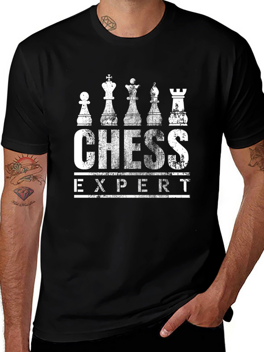 Chess Expert Graphic T-Shirt - Black Cotton Tee