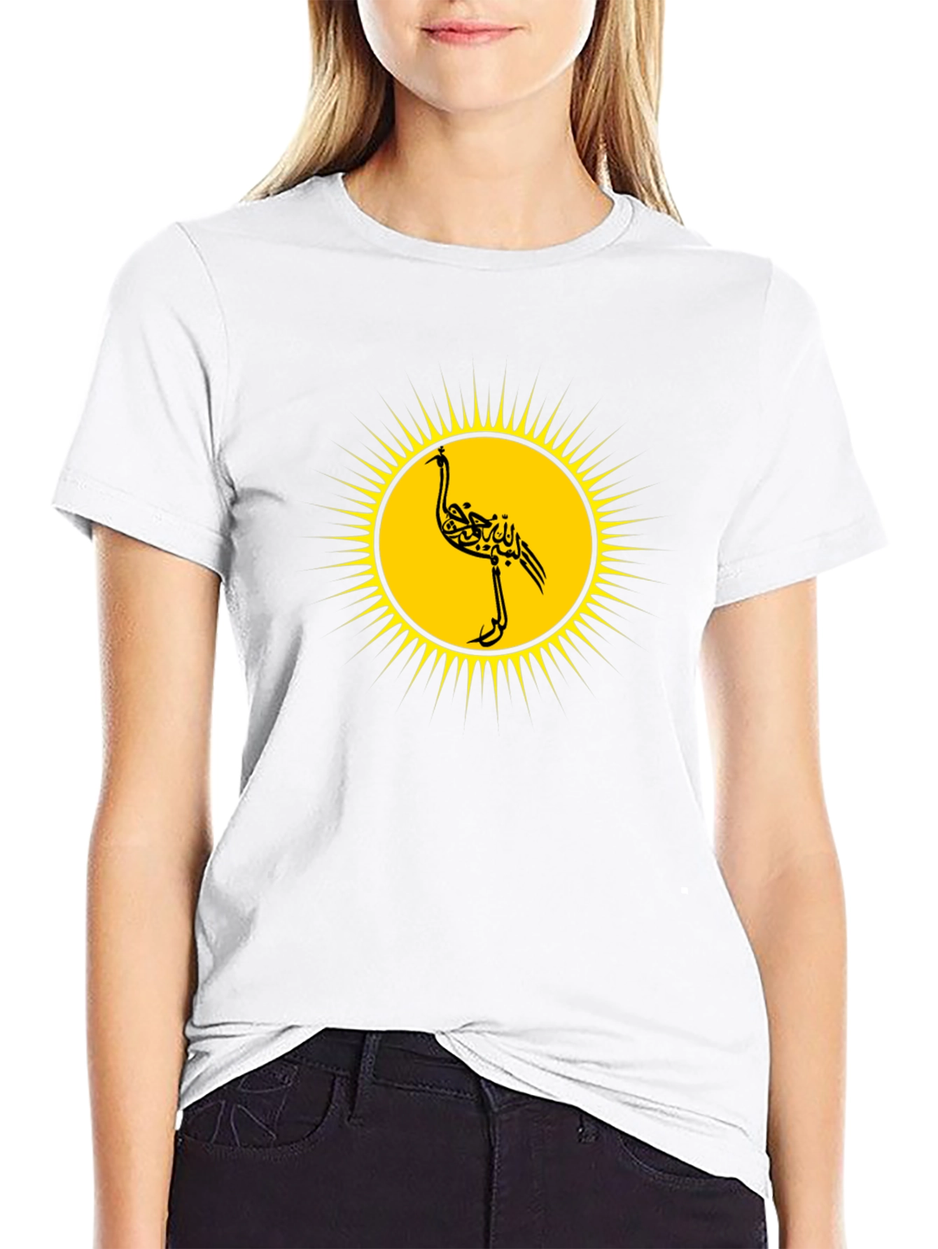 Unique Black T-Shirt with Stylized Bird Design