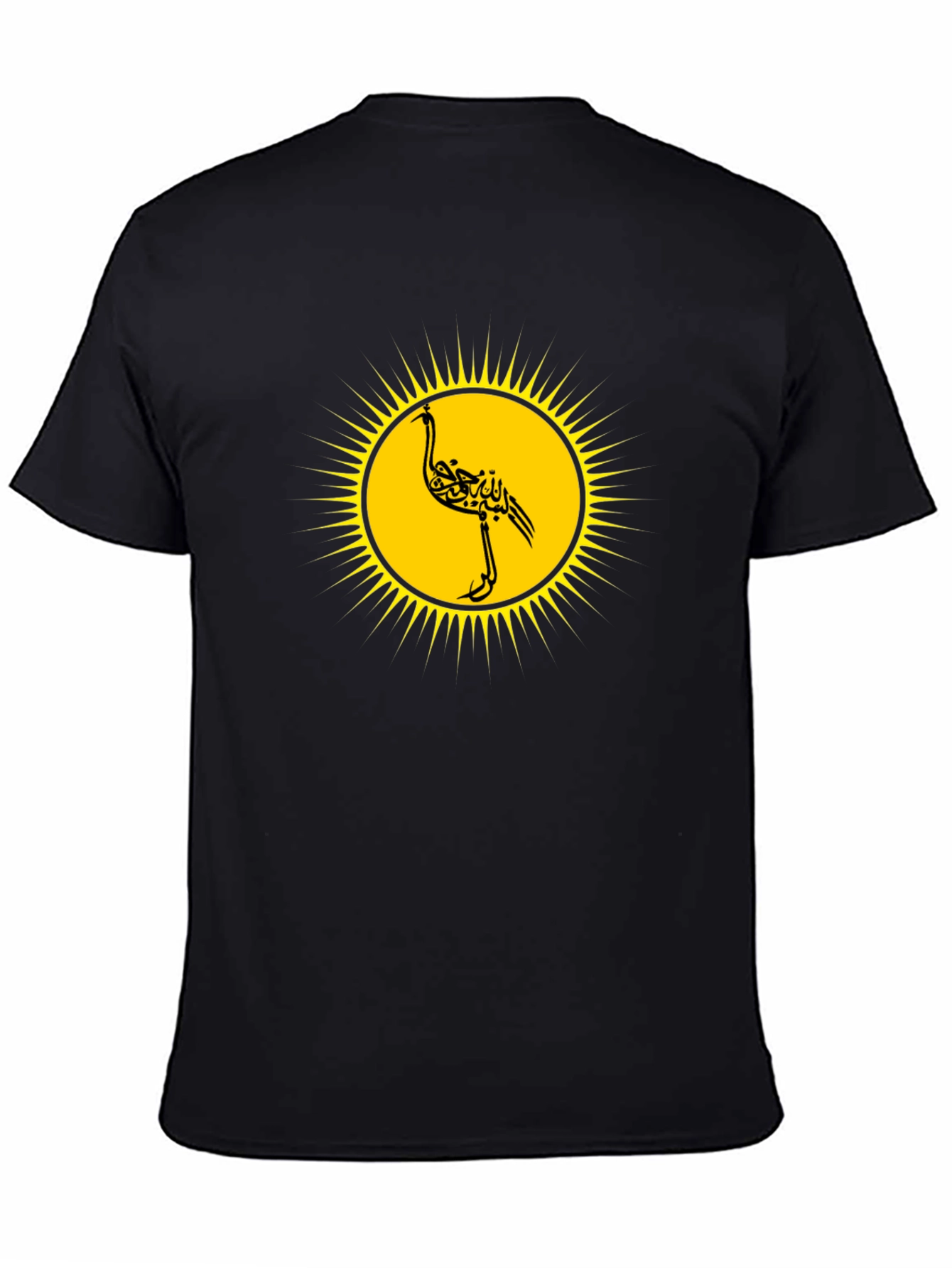 Unique Black T-Shirt with Stylized Bird Design