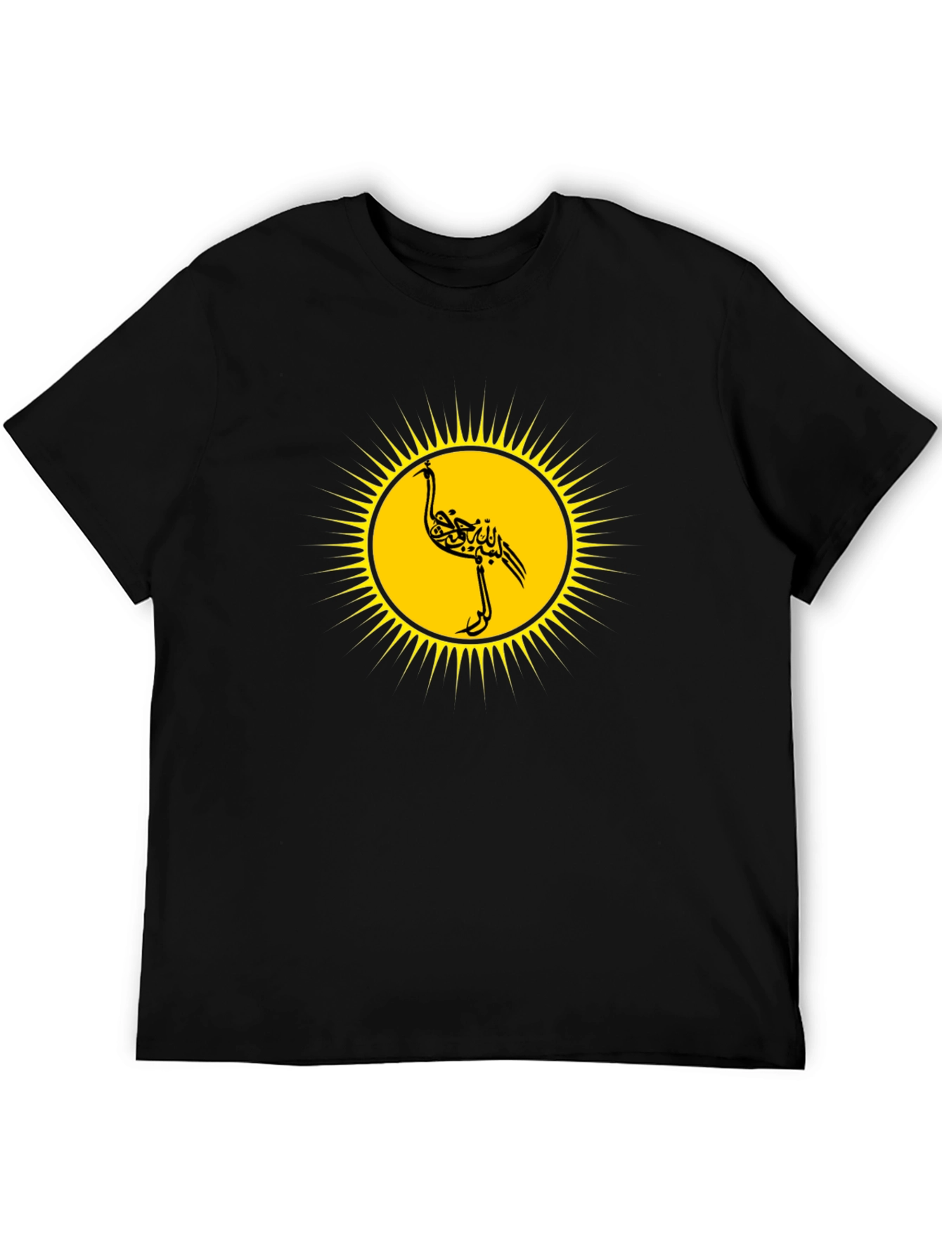 Unique Black T-Shirt with Stylized Bird Design