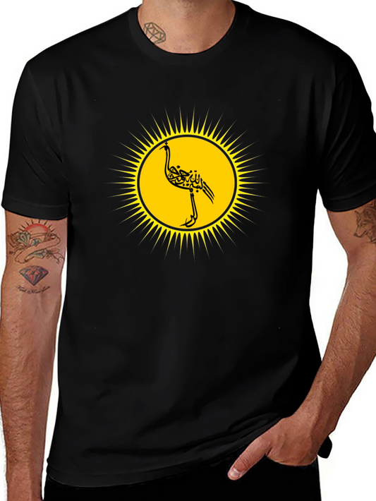 Unique Black T-Shirt with Stylized Bird Design