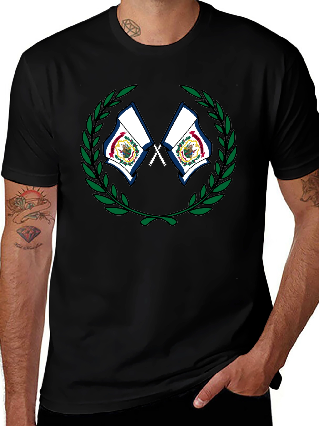 West Virginia Flag Wreath Graphic T-Shirt