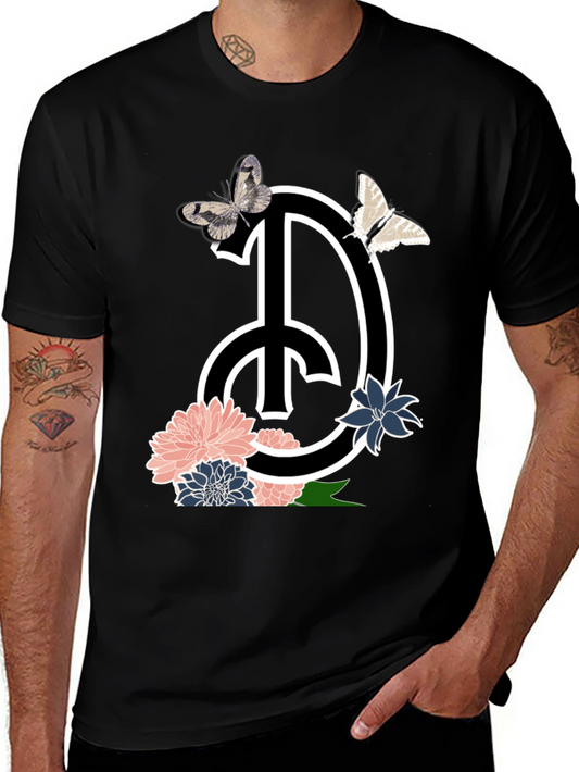 Peace Sign Floral Butterfly Graphic T-Shirt