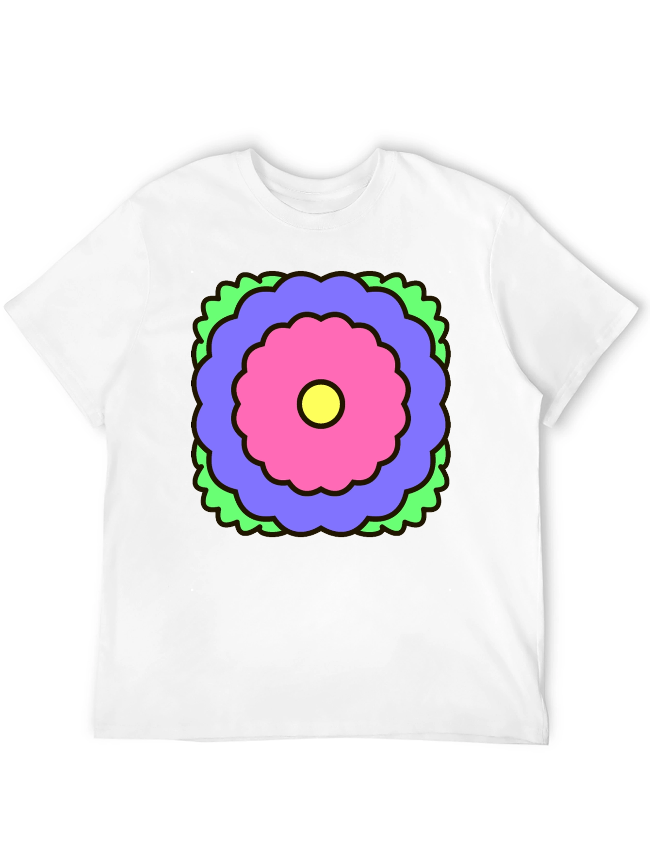Retro Flower Graphic Black T-Shirt