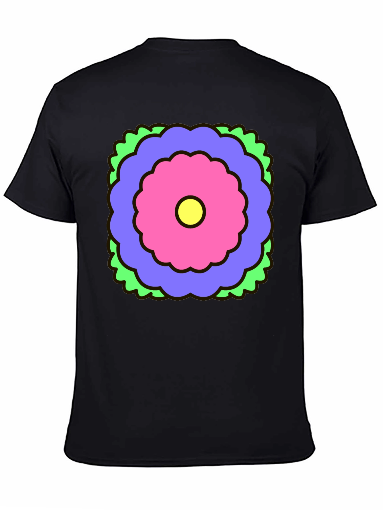 Retro Flower Graphic Black T-Shirt