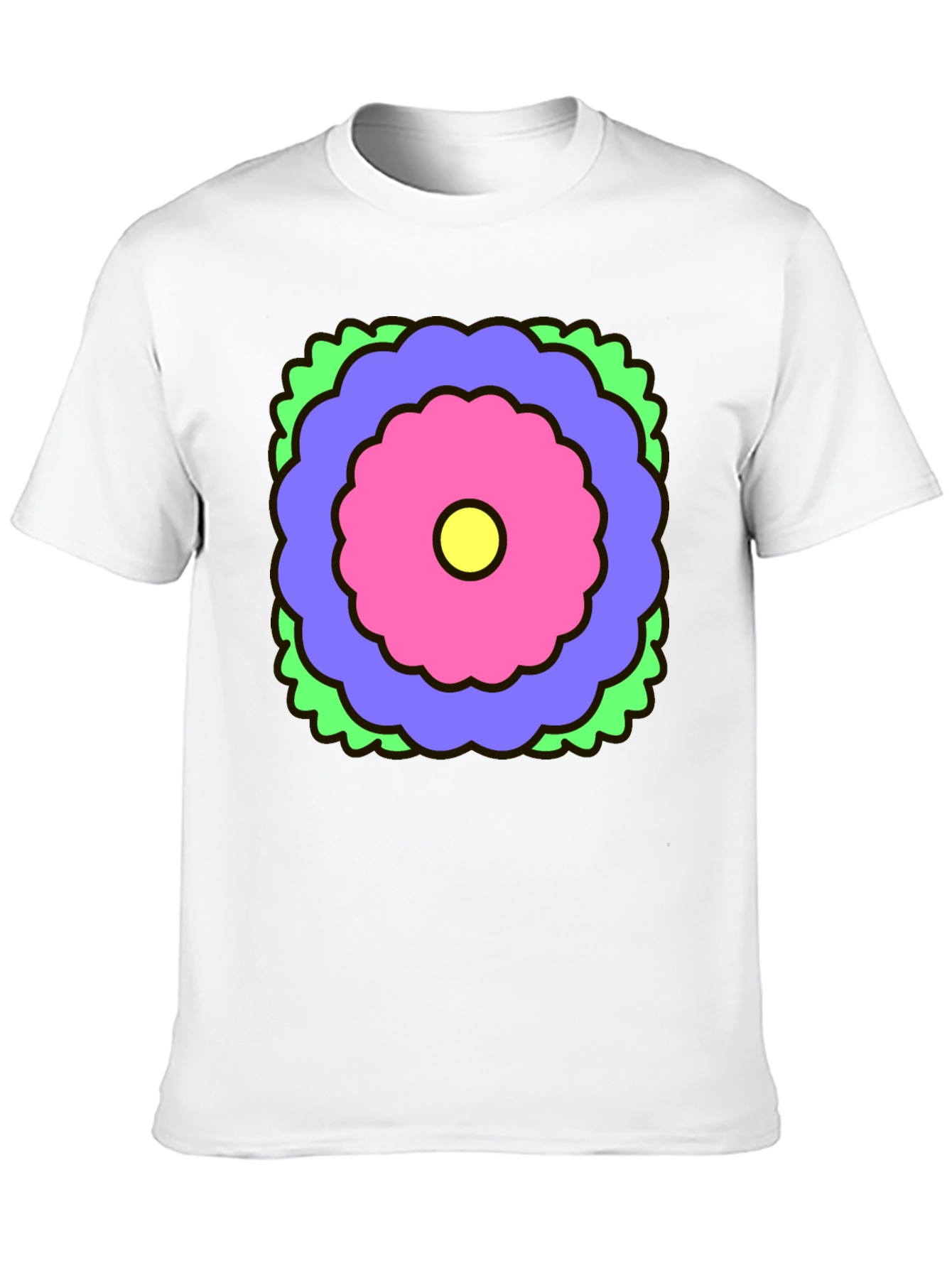 Retro Flower Graphic Black T-Shirt
