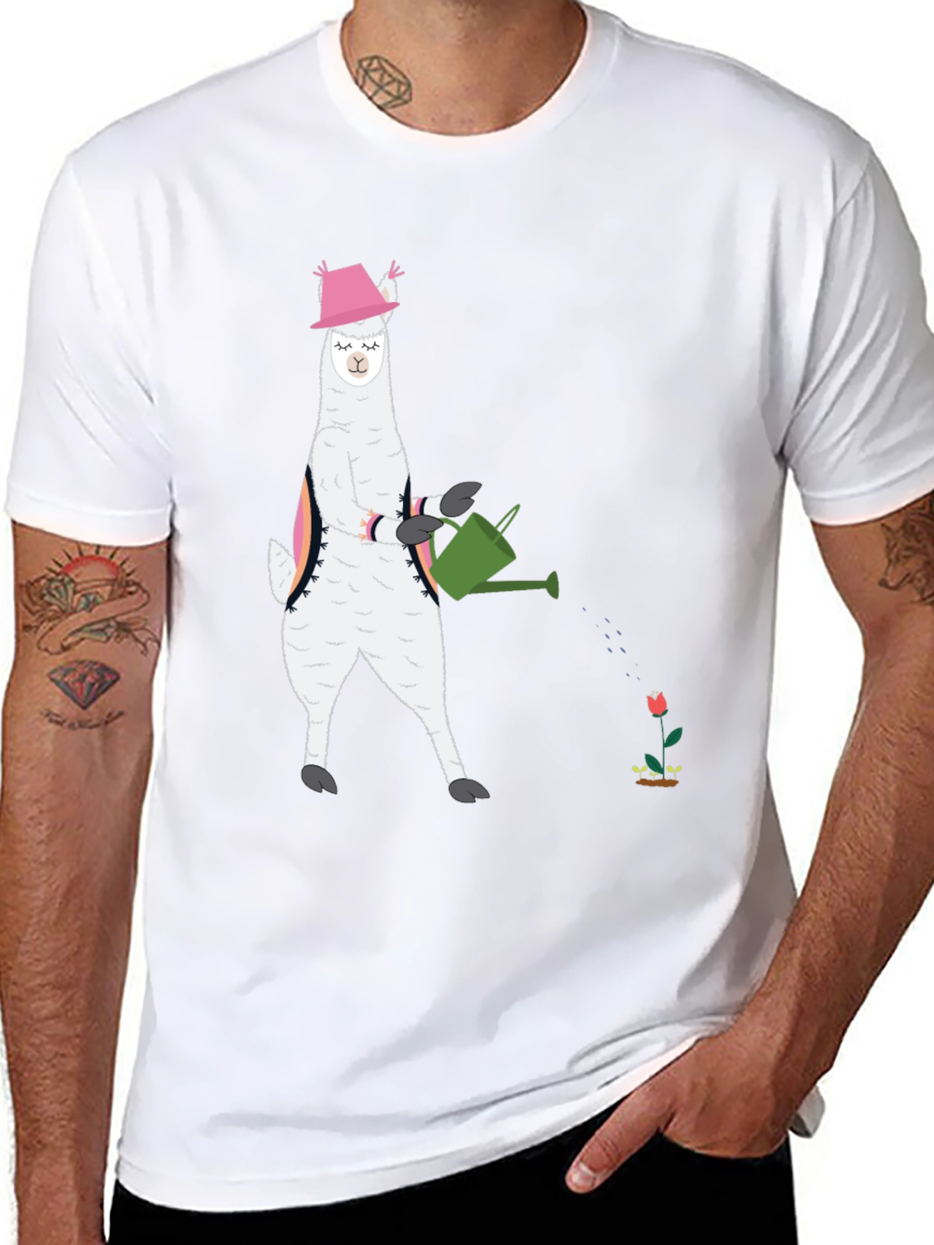 Llama Gardening T-Shirt - Cute Animal Tee