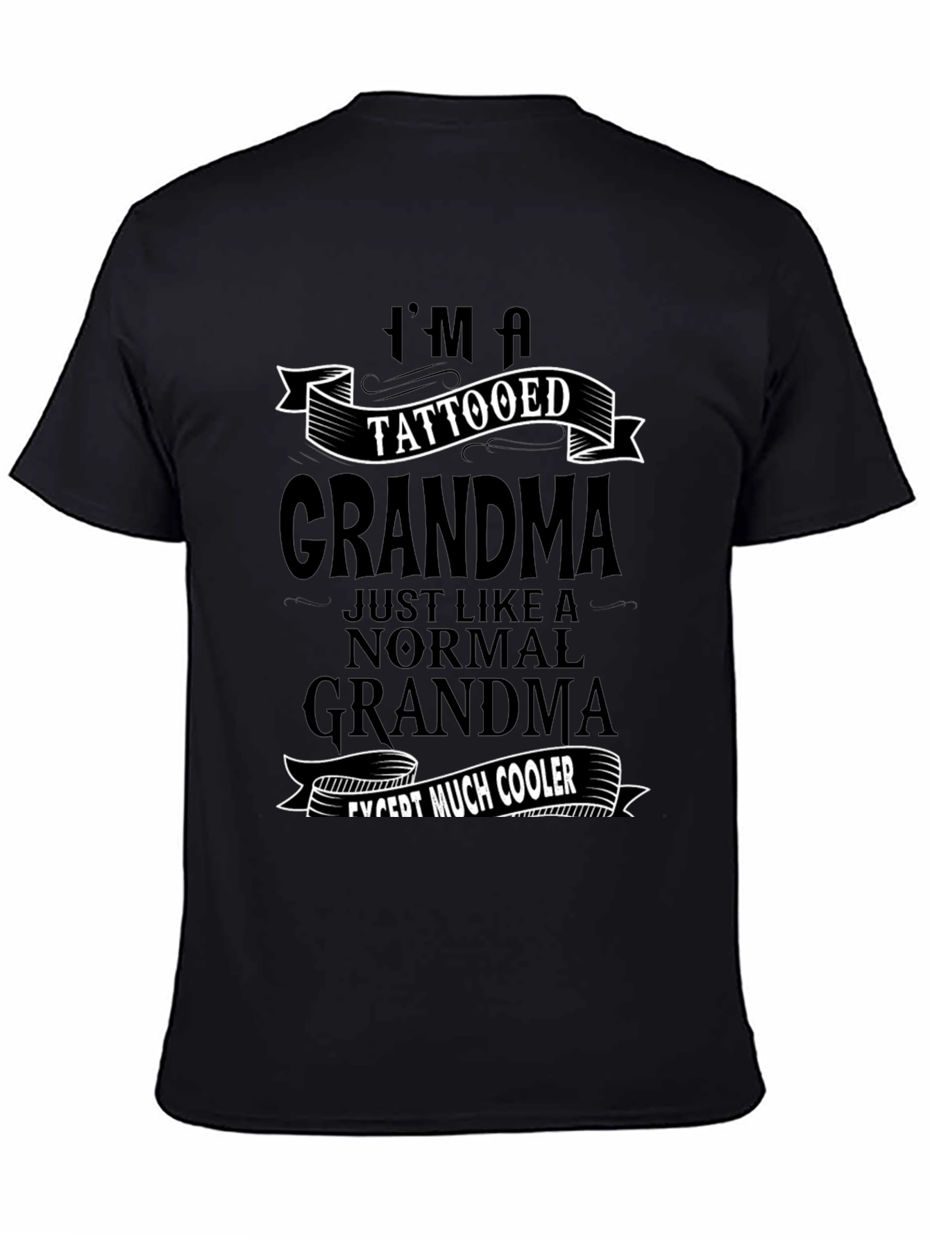 Tattooed Grandma Black Graphic T-Shirt