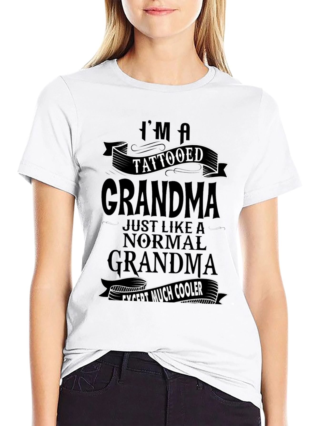 Tattooed Grandma Black Graphic T-Shirt