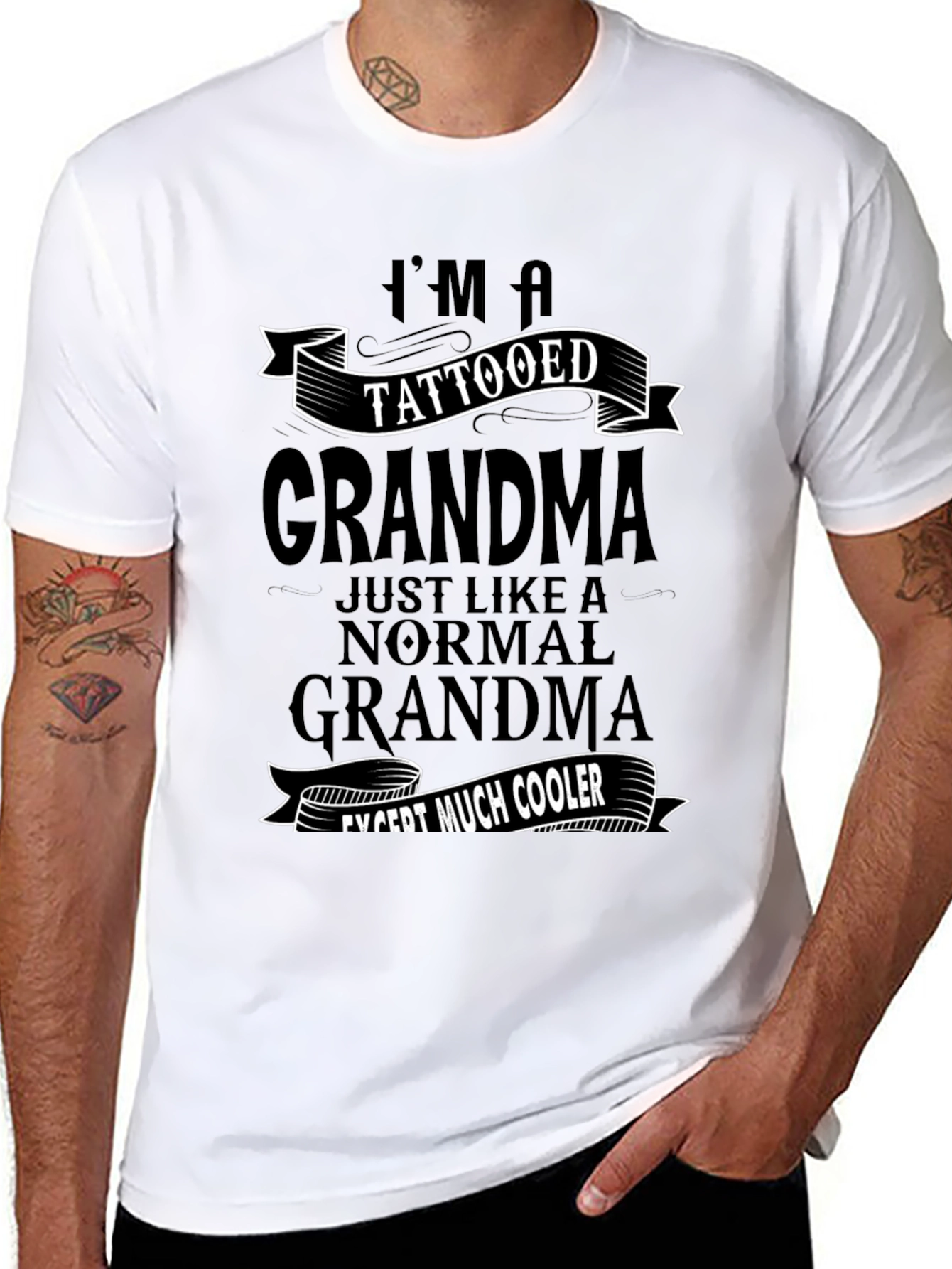 Tattooed Grandma Black Graphic T-Shirt