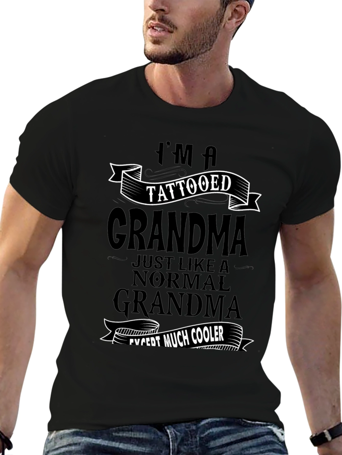 Tattooed Grandma Black Graphic T-Shirt