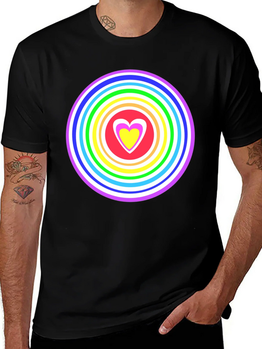 Rainbow Heart Graphic T-Shirt - Colorful Statement Tee