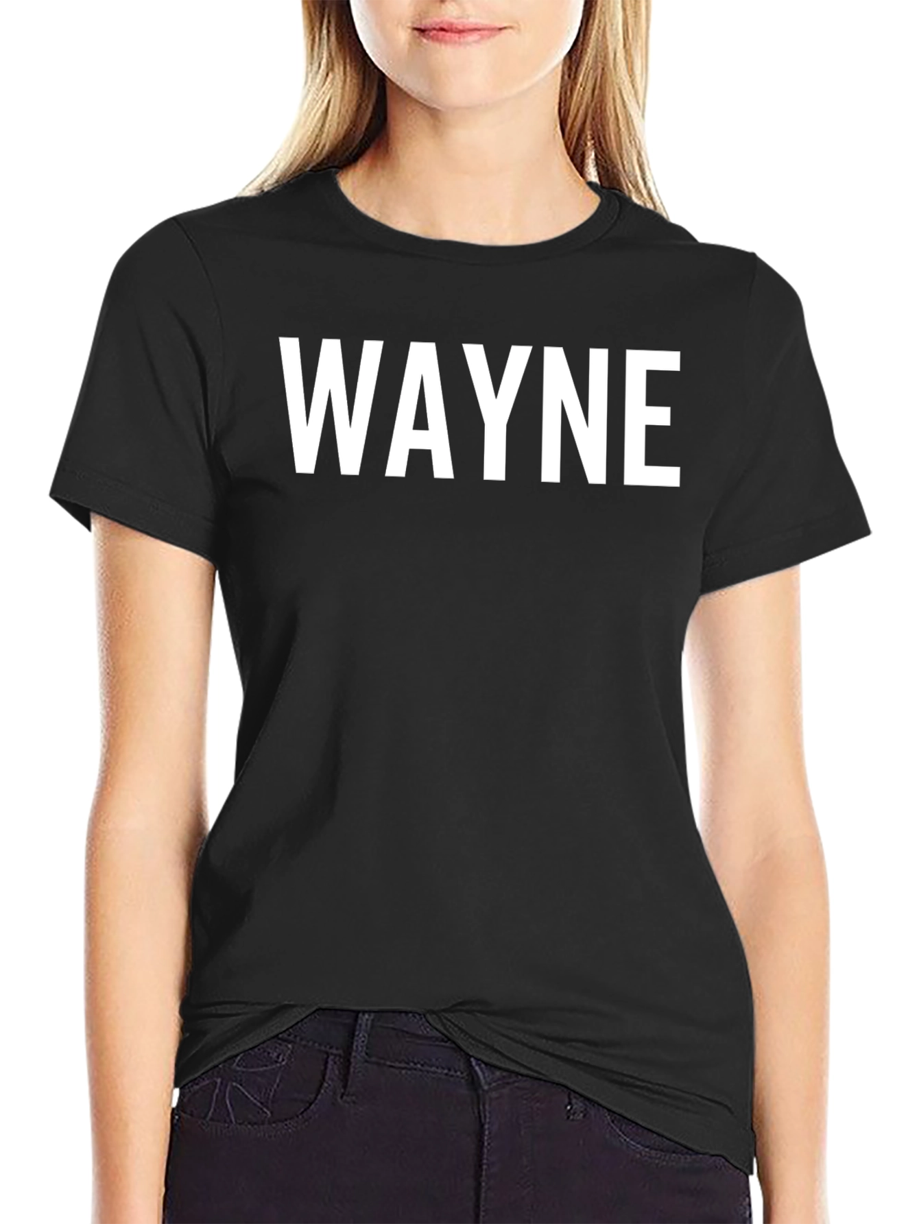WAYNE Black Cotton T-Shirt - Personalized Name Tee