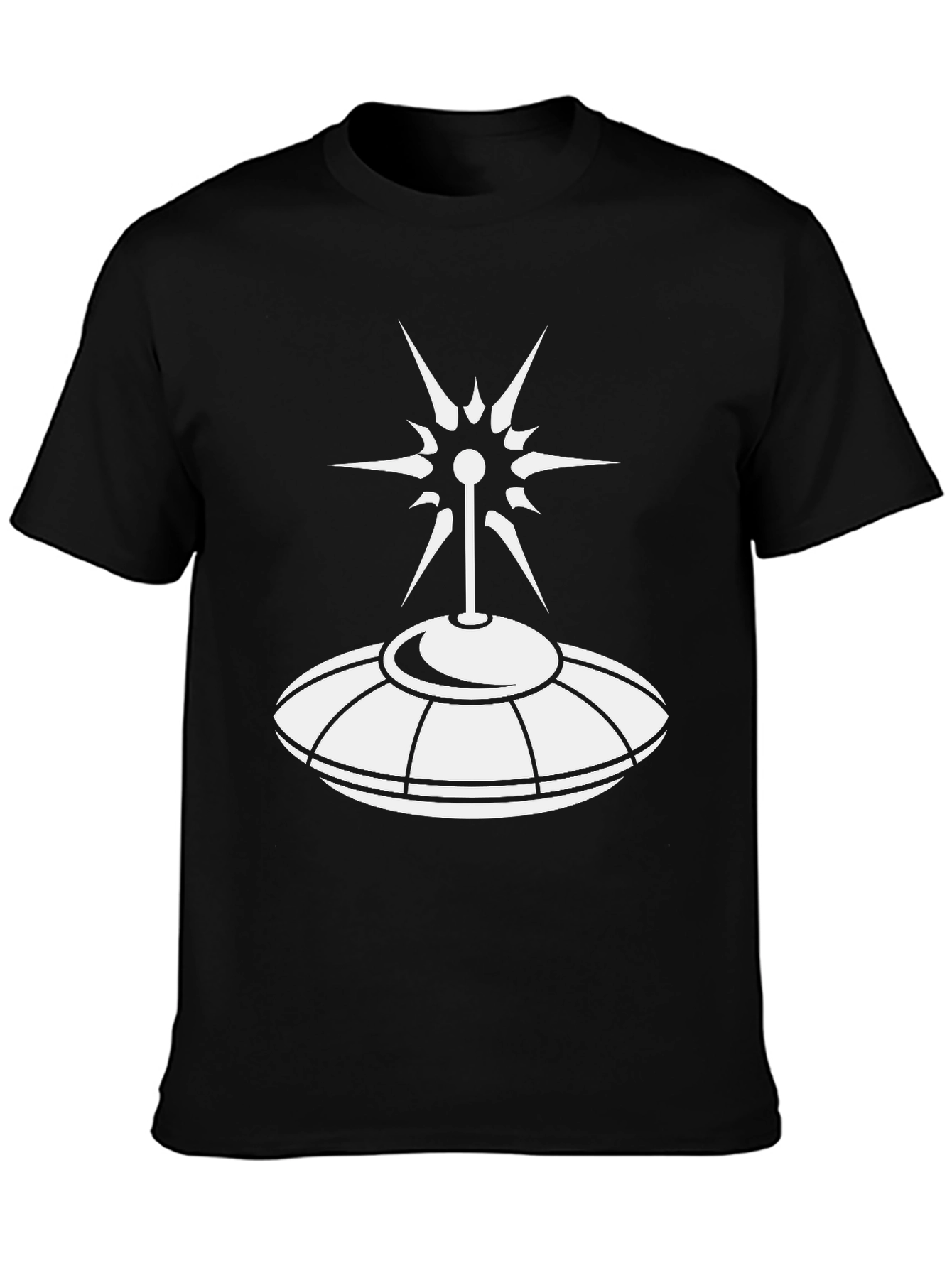 UFO Graphic T-Shirt - Black Cotton Alien Tee