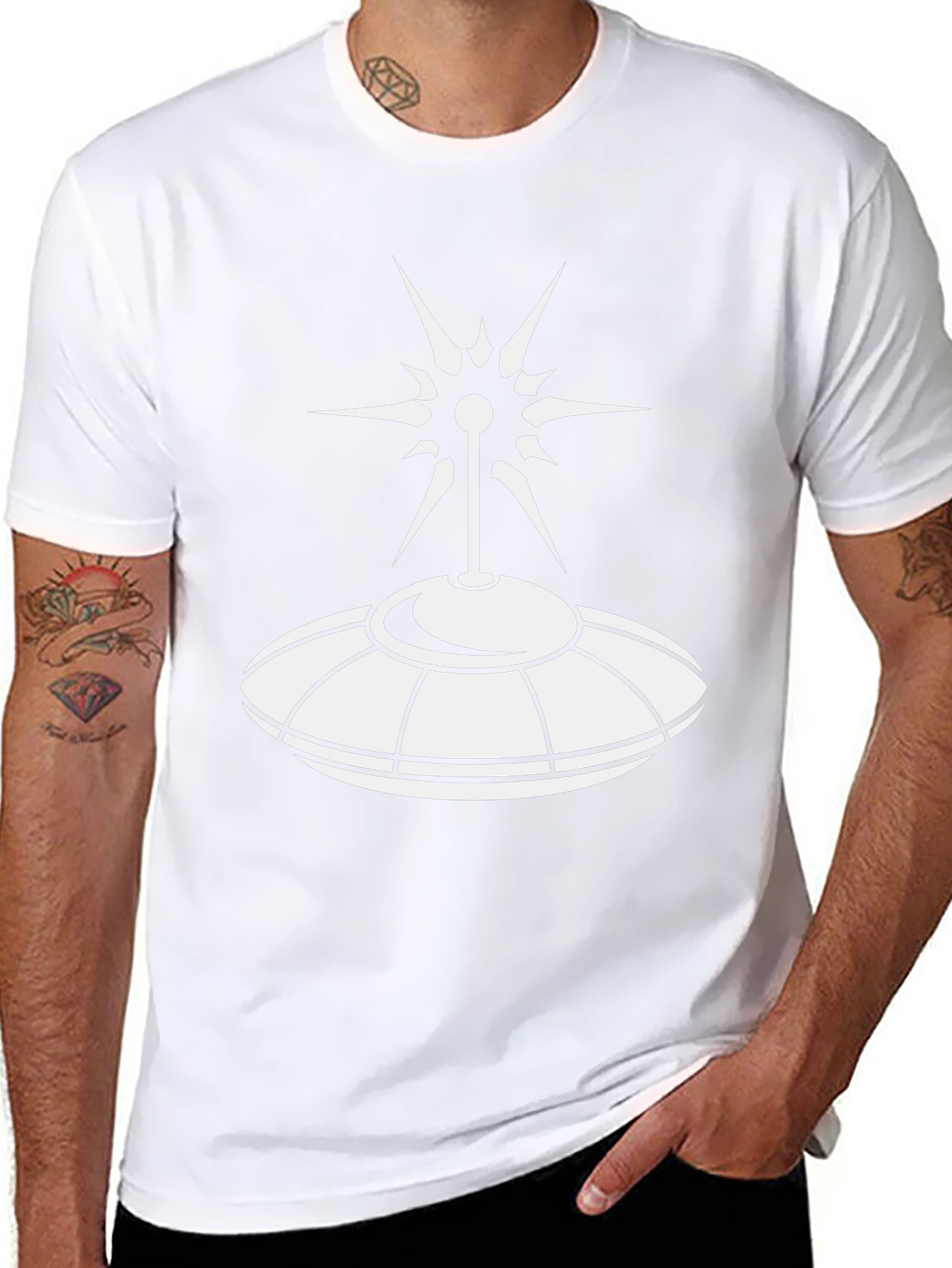 UFO Graphic T-Shirt - Black Cotton Alien Tee