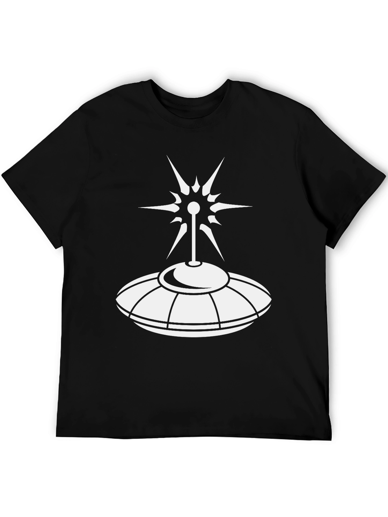 UFO Graphic T-Shirt - Black Cotton Alien Tee