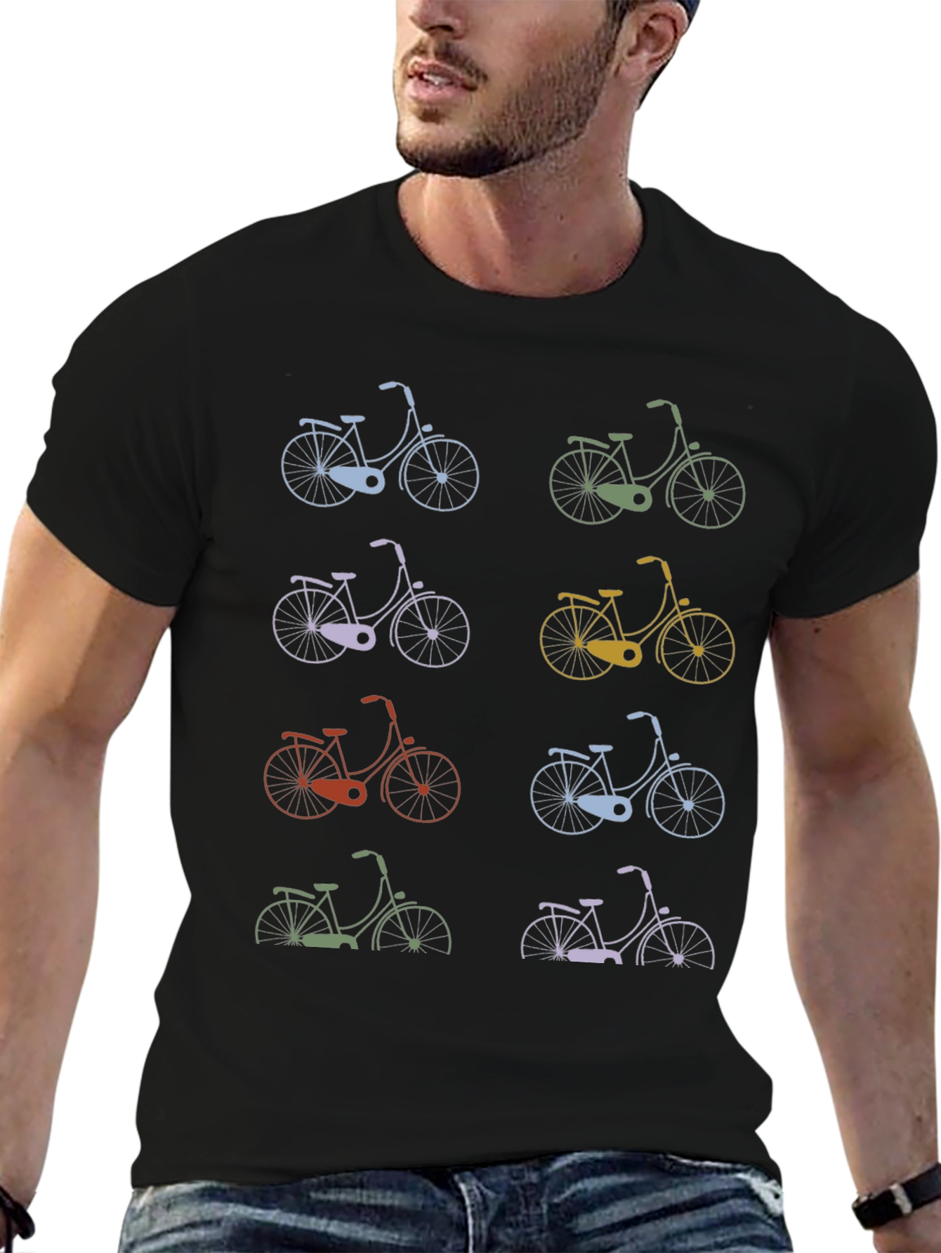 Retro Bike Print T-Shirt - Cycle Style