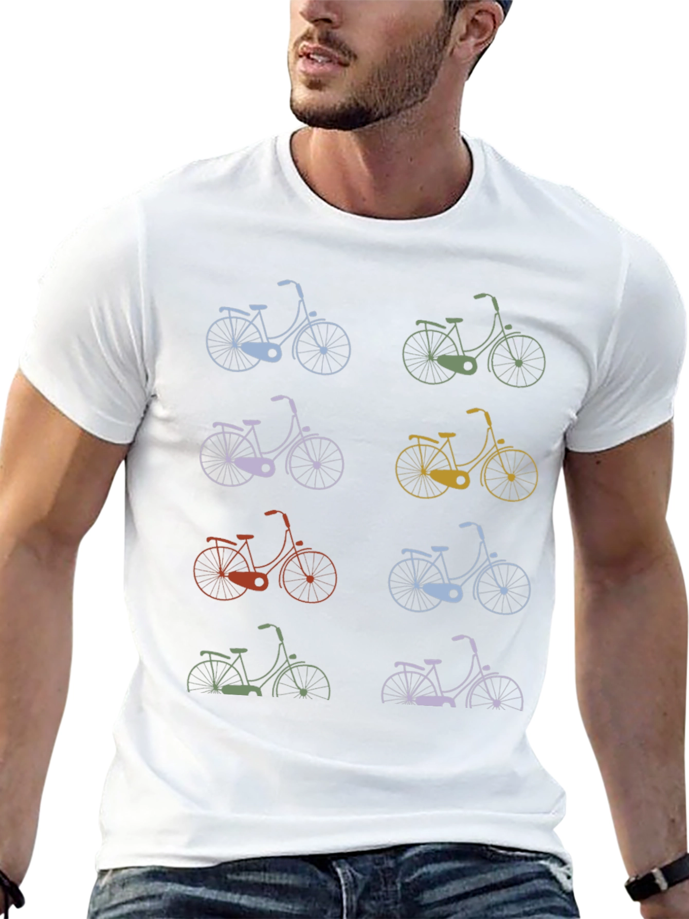 Retro Bike Print T-Shirt - Cycle Style