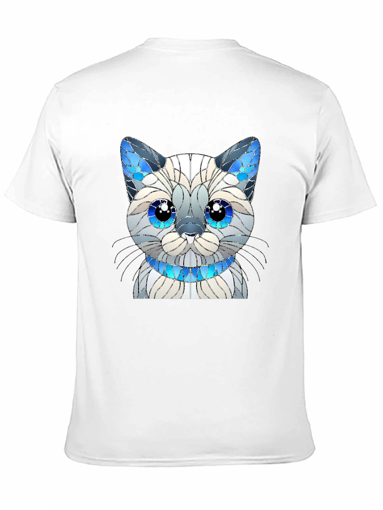 Cat Lover T-Shirt - Stained Glass Siamese Cat Design