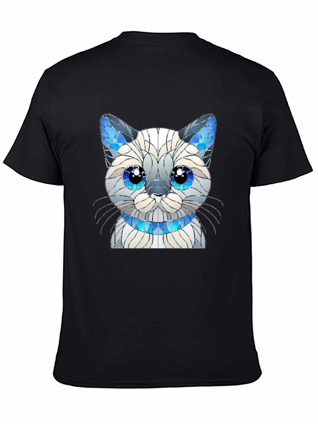 Cat Lover T-Shirt - Stained Glass Siamese Cat Design