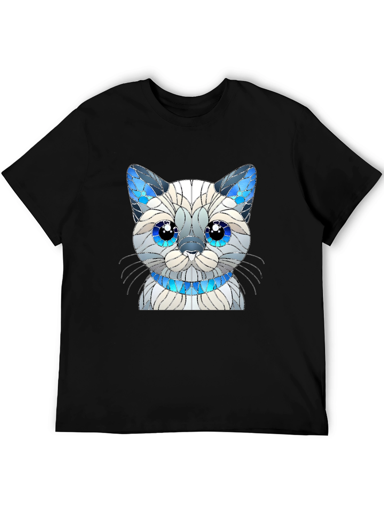Cat Lover T-Shirt - Stained Glass Siamese Cat Design
