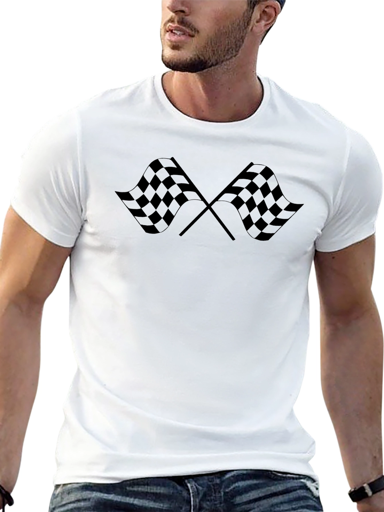 Checkered Flag Graphic T-Shirt - Racing Fan Apparel