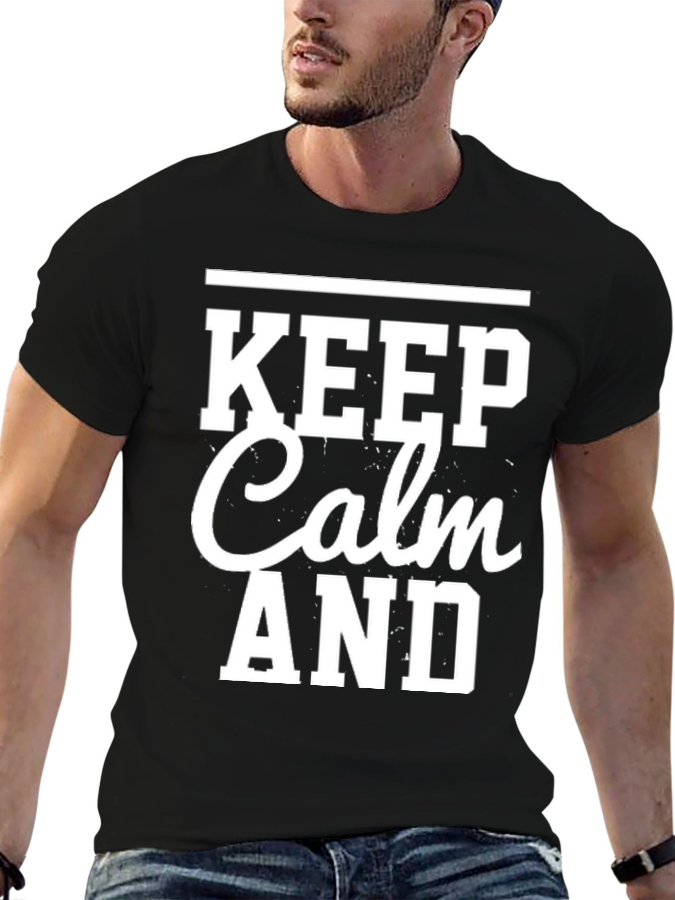 Keep Calm T-Shirt - Mens Black Graphic Tee