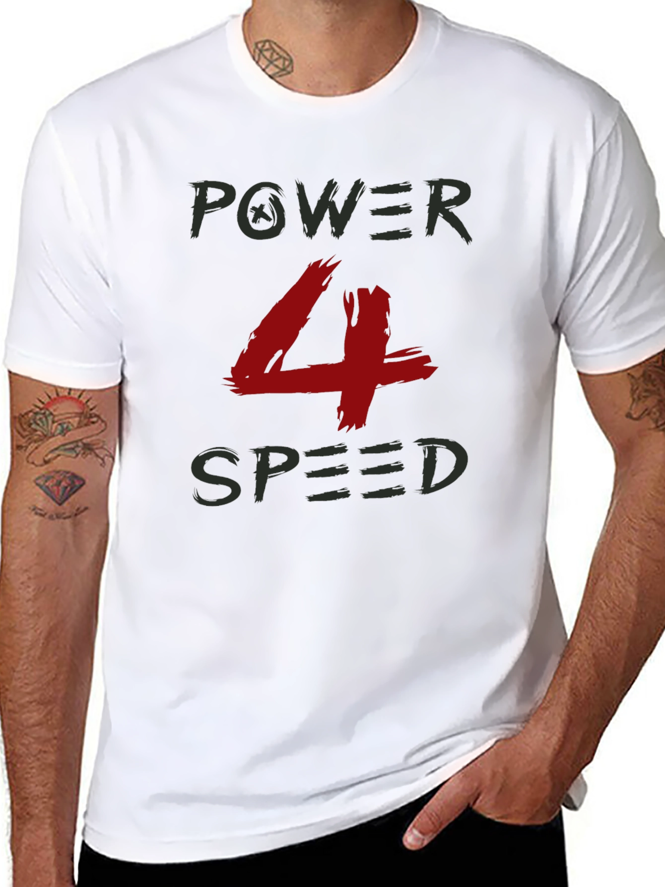 Power 4 Speed Graphic T-Shirt - Black Crew Neck