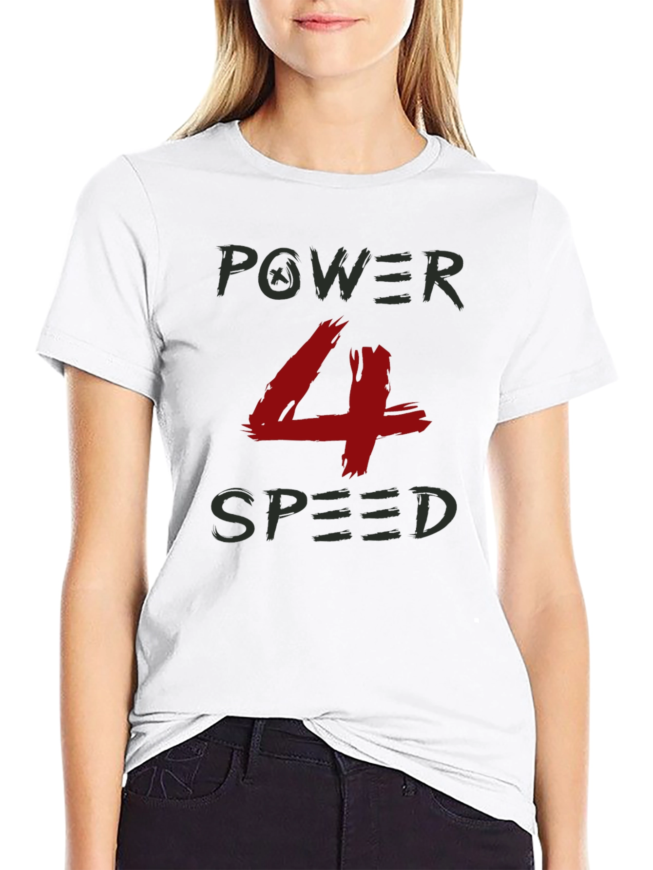 Power 4 Speed Graphic T-Shirt - Black Crew Neck