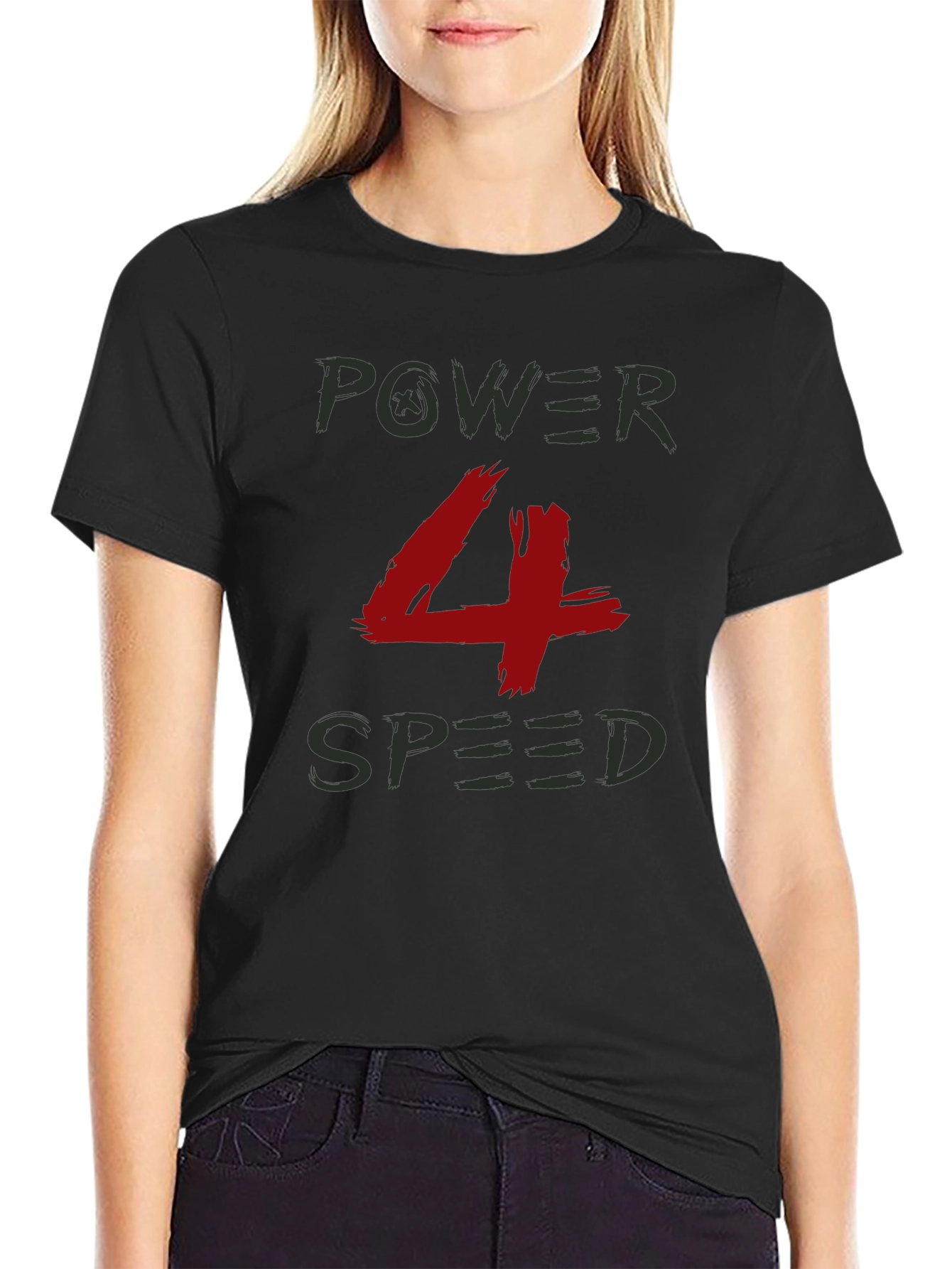 Power 4 Speed Graphic T-Shirt - Black Crew Neck