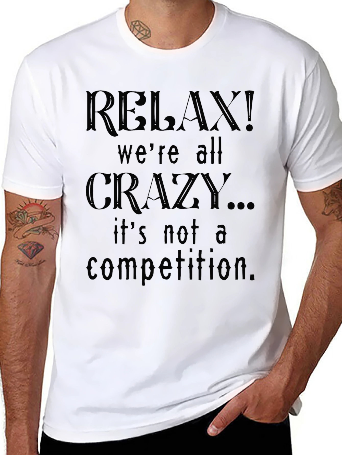 Relax! Were All Crazy Black Graphic Tee