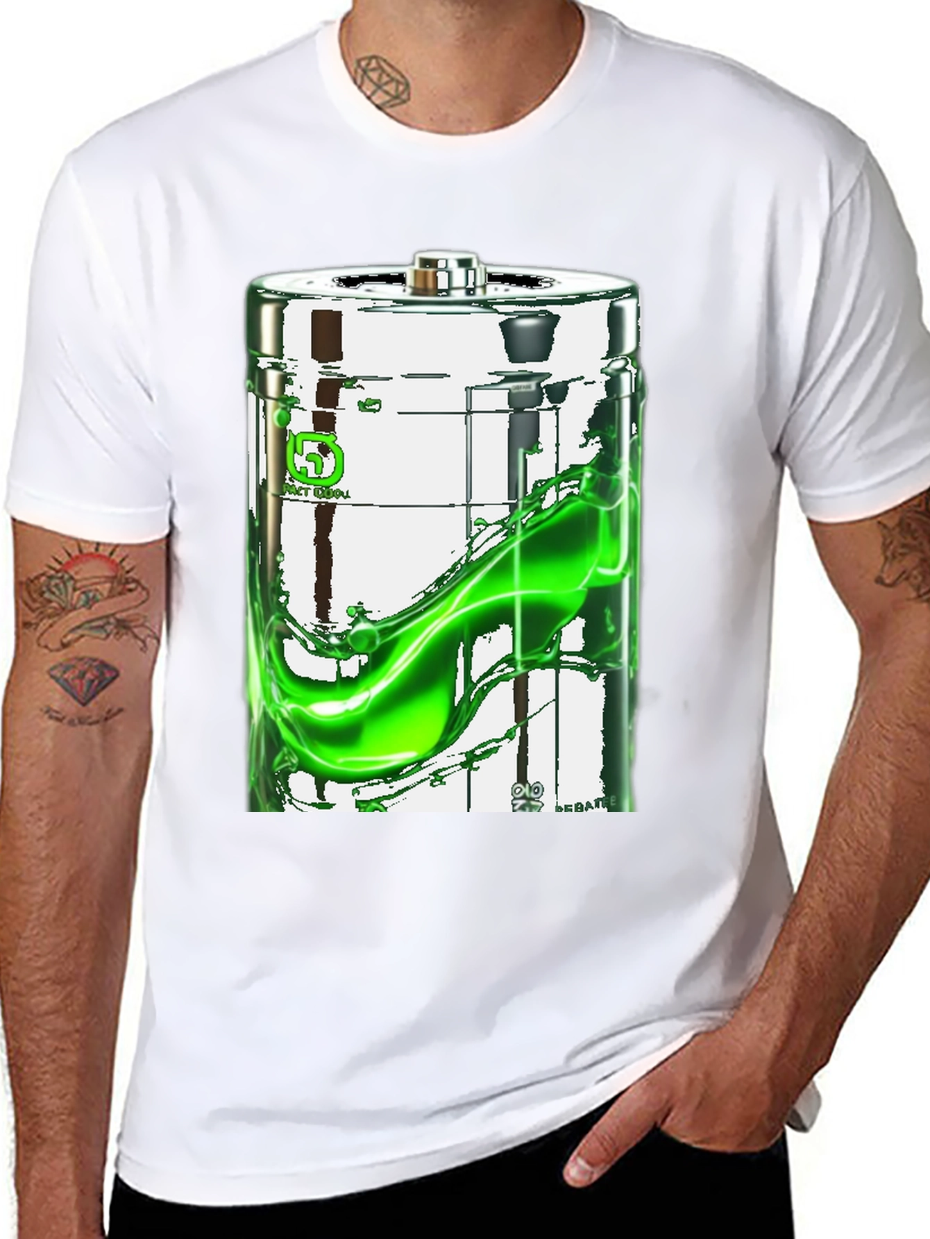 Battery Graphic Print Black T-Shirt