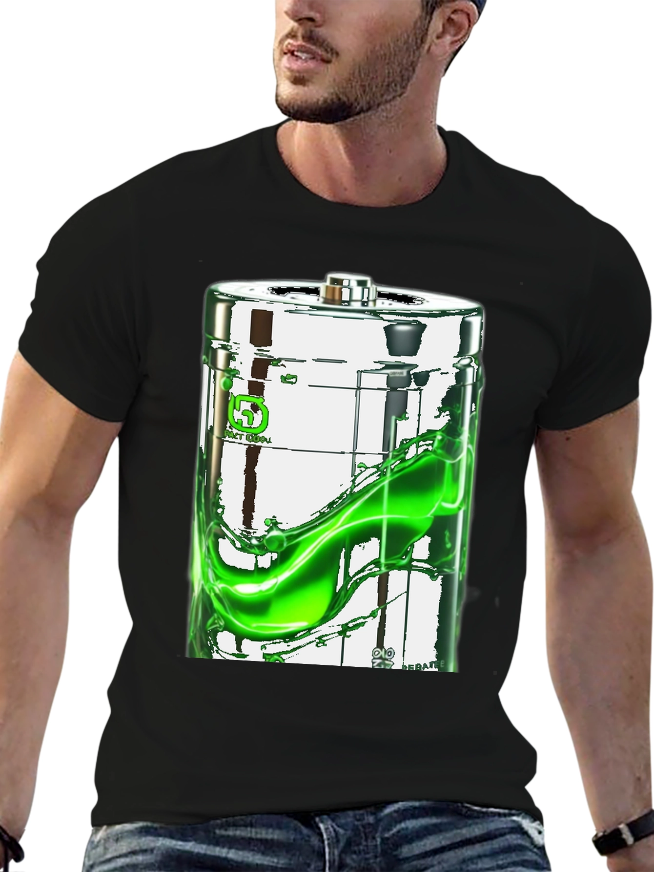 Battery Graphic Print Black T-Shirt