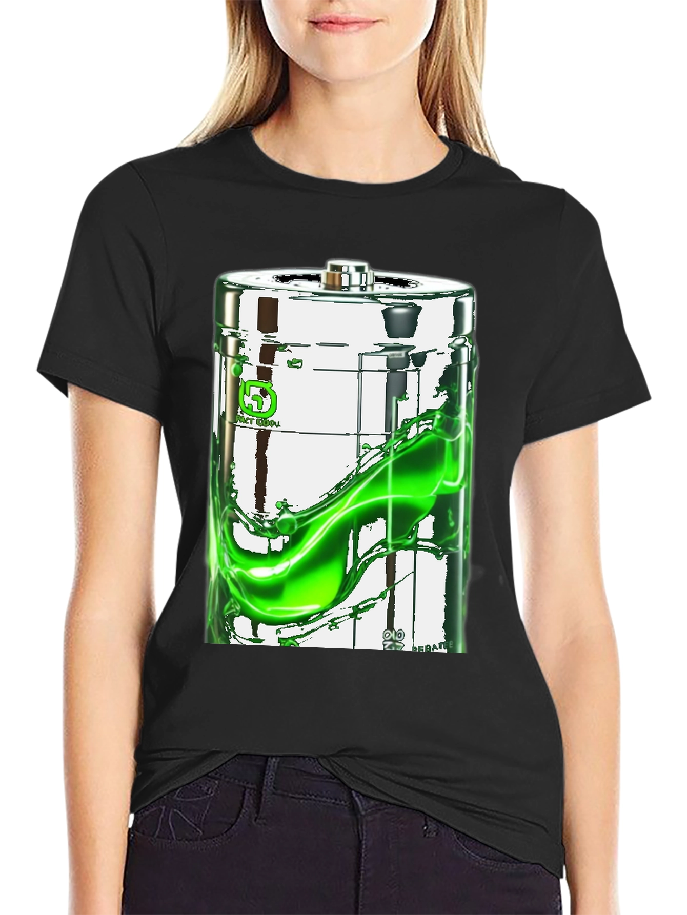 Battery Graphic Print Black T-Shirt