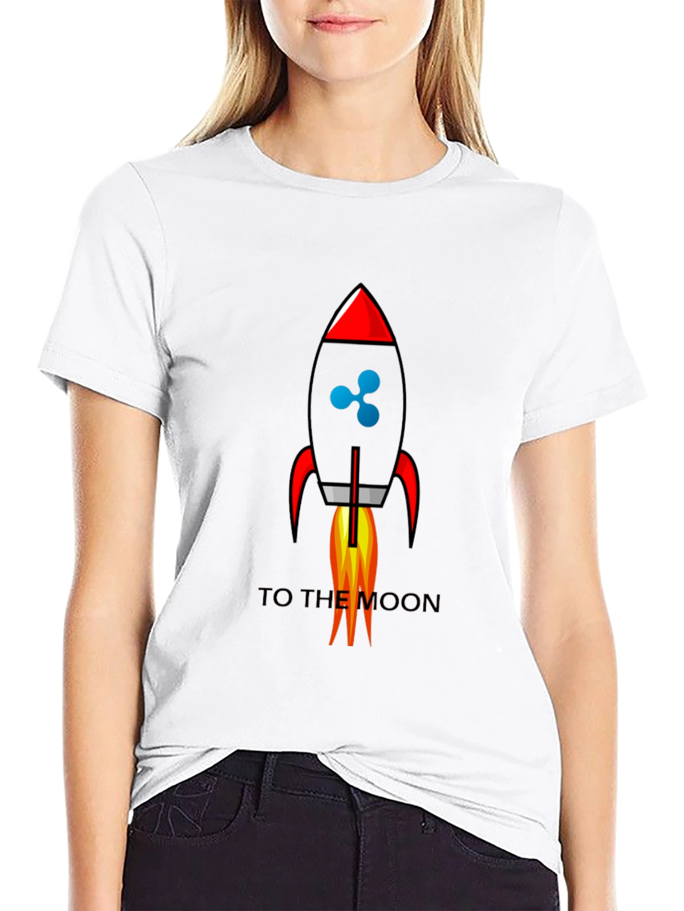 Ripple to the Moon Black Graphic T-Shirt