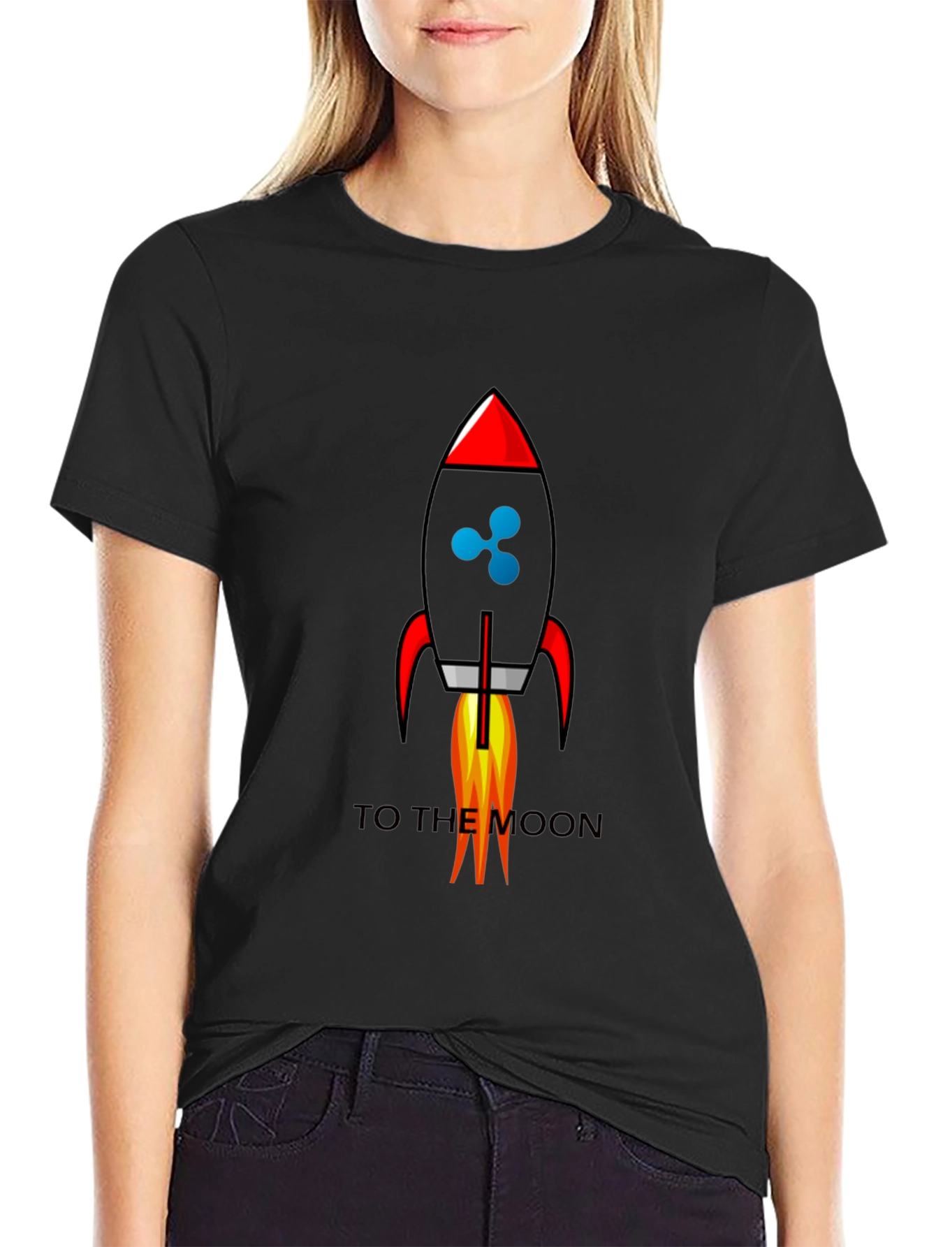 Ripple to the Moon Black Graphic T-Shirt