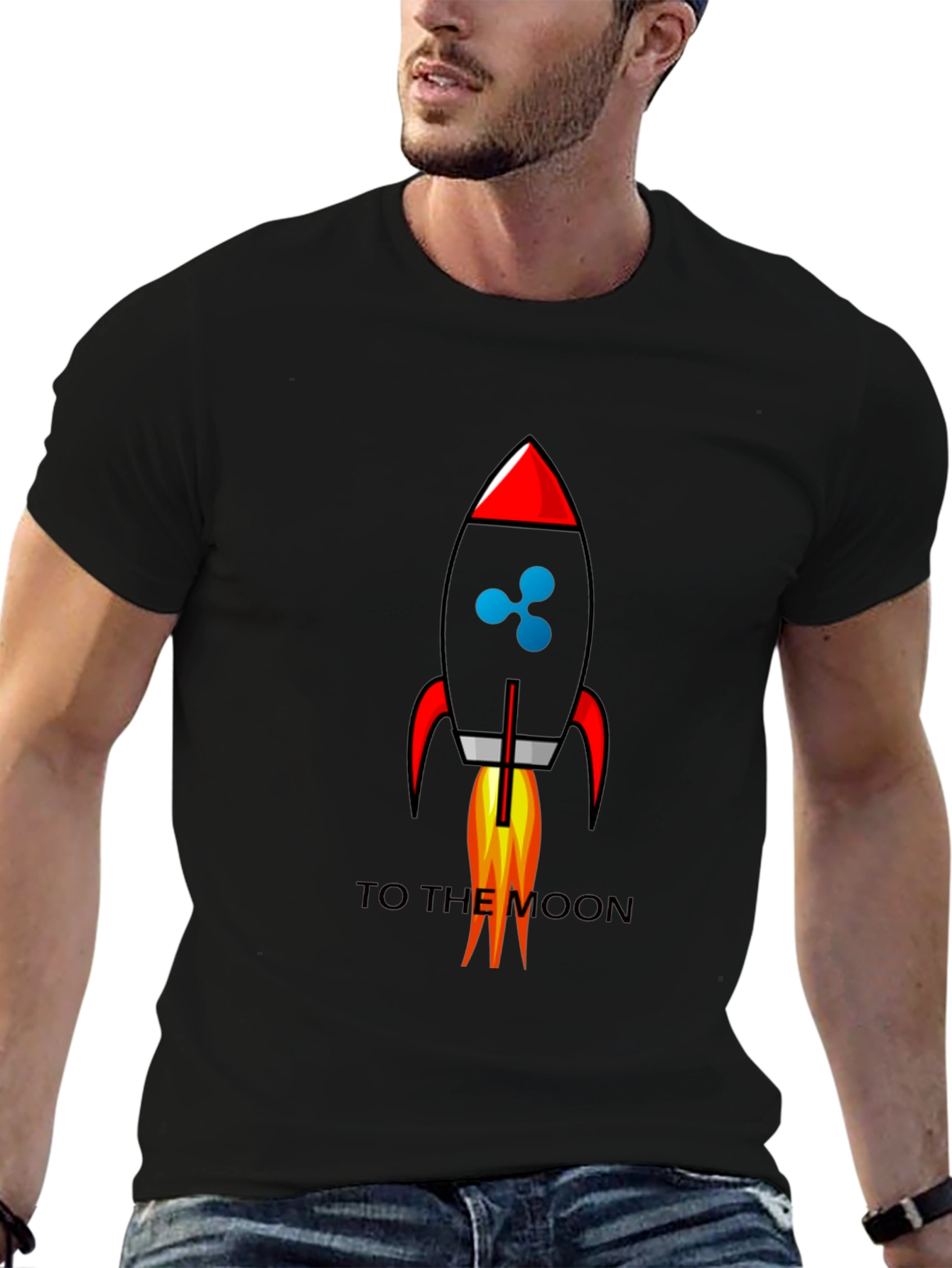 Ripple to the Moon Black Graphic T-Shirt