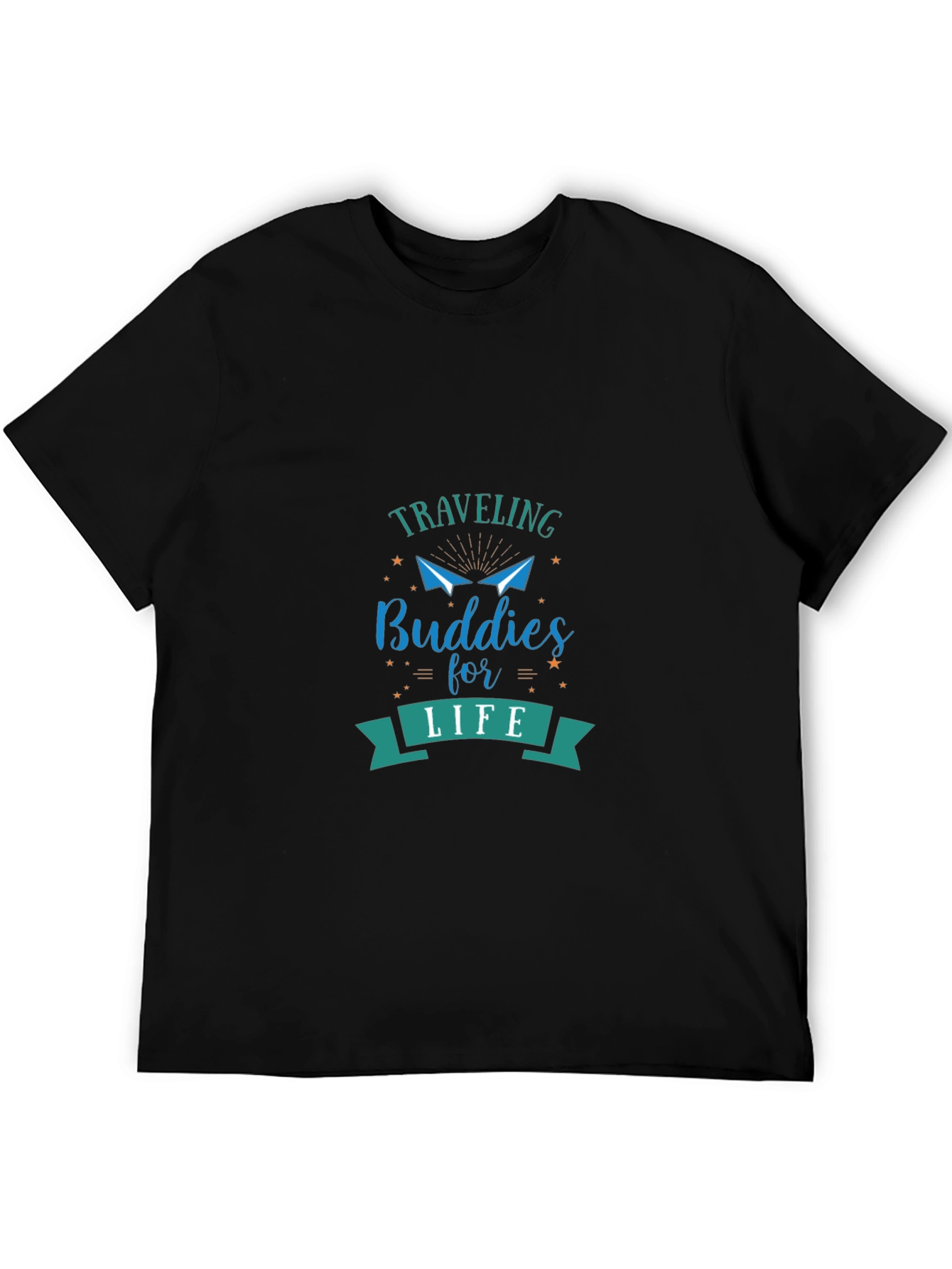 Traveling Buddies T-Shirt - Black Crew Neck