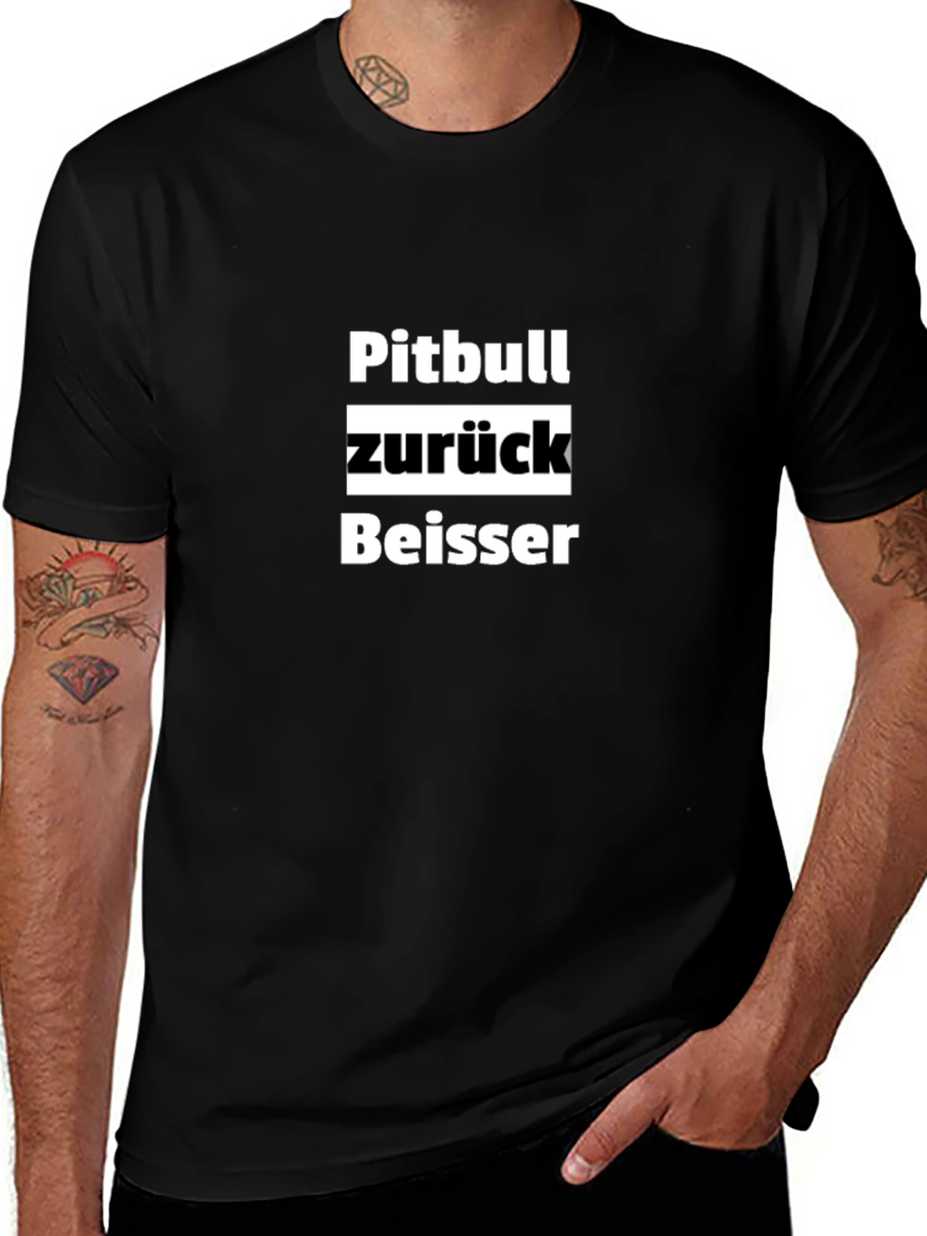 Pitbull Zurück Beisser Black T-Shirt