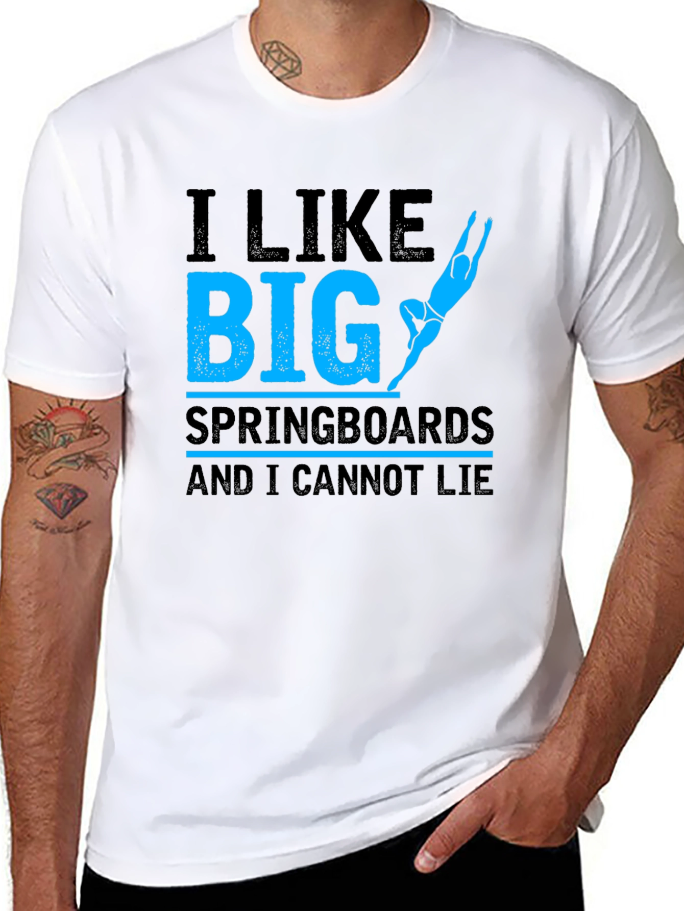 Funny I Like Big Springboards Mens Black T-Shirt