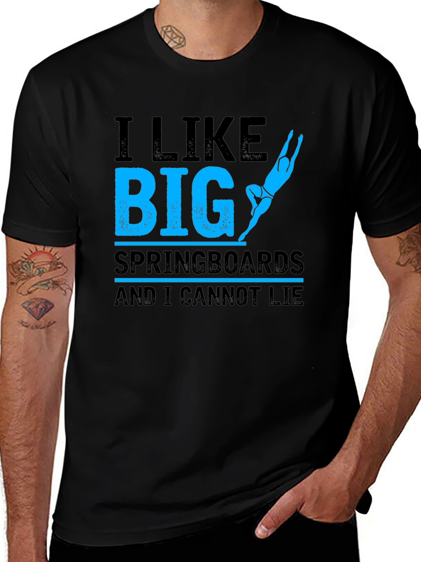 Funny I Like Big Springboards Mens Black T-Shirt