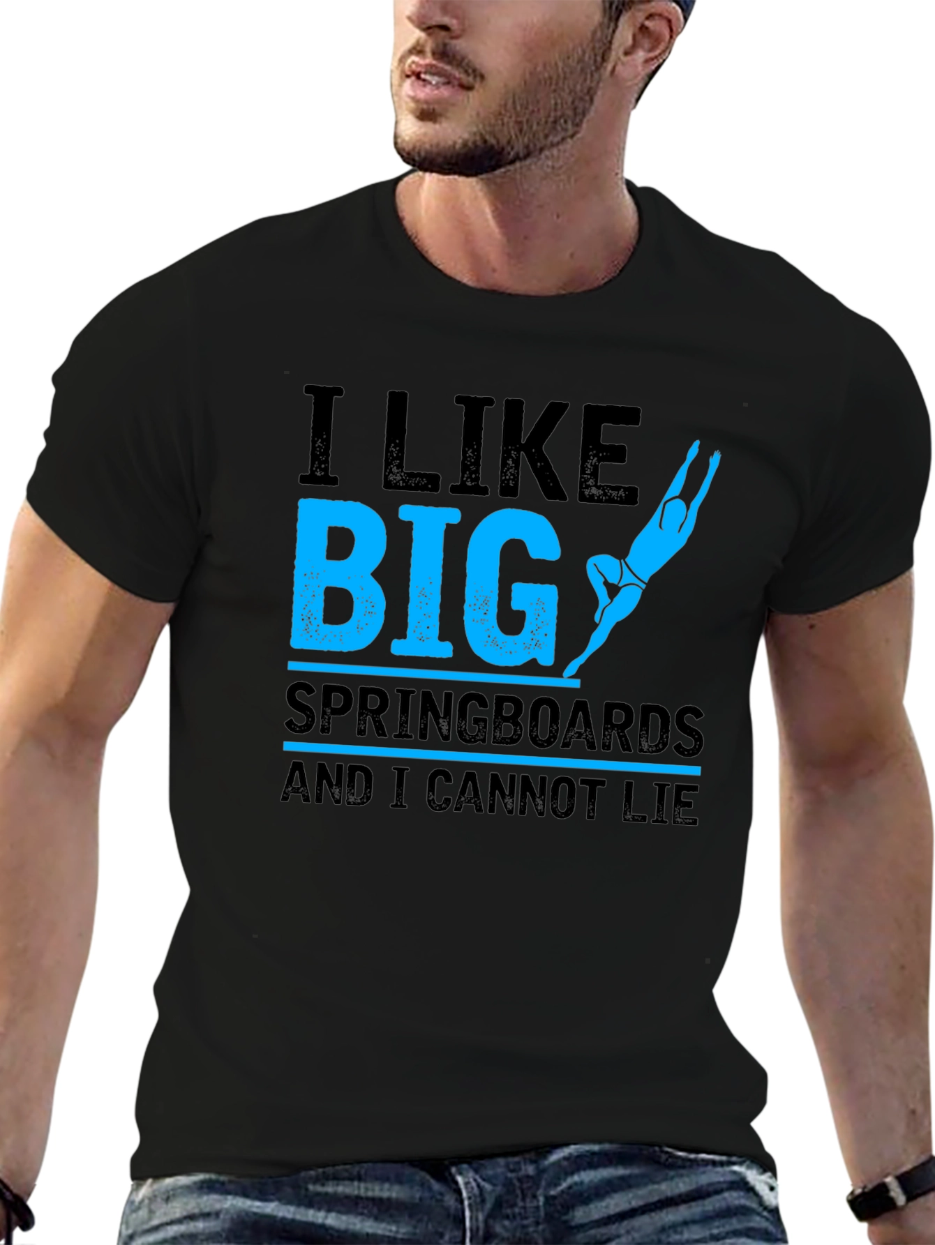 Funny I Like Big Springboards Mens Black T-Shirt