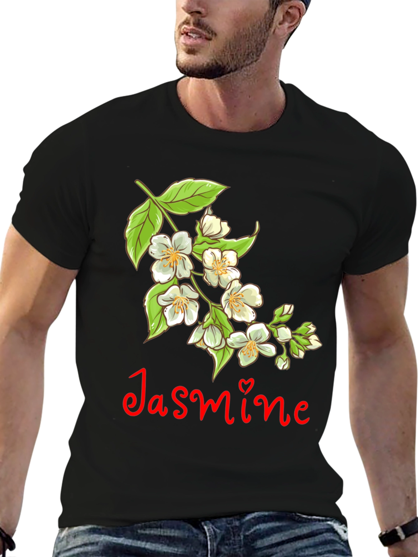 Jasmine Flower T-Shirt - Black