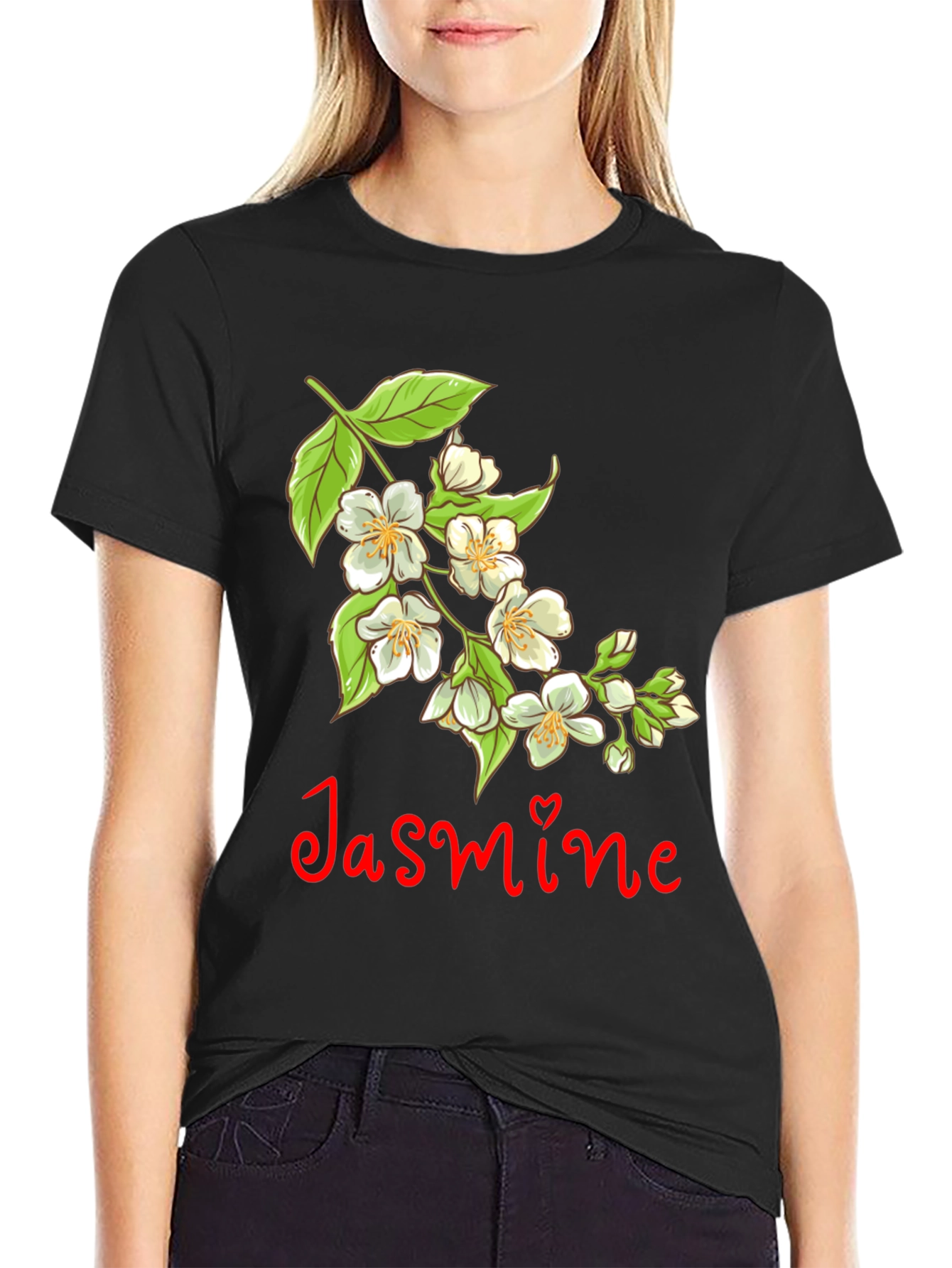 Jasmine Flower T-Shirt - Black