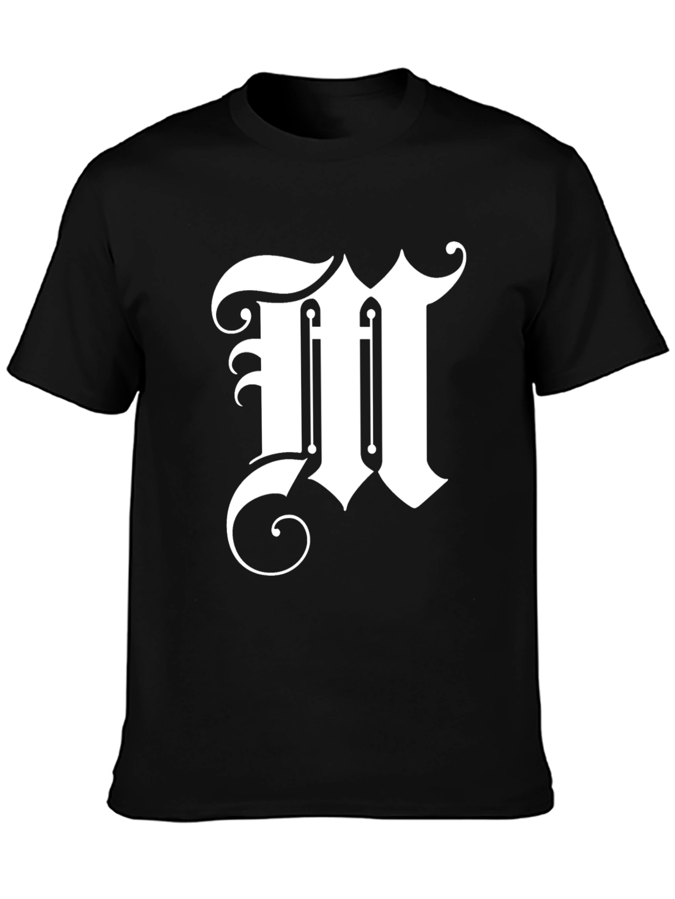 Elegant Letter M Graphic Tee - Black