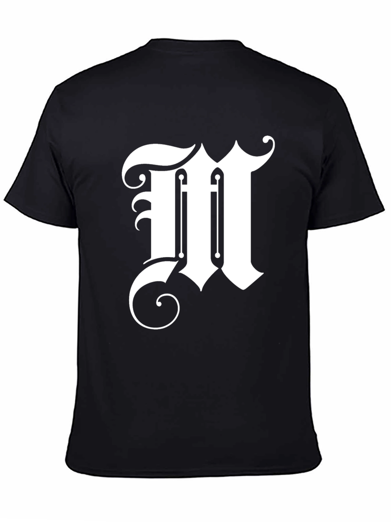 Elegant Letter M Graphic Tee - Black